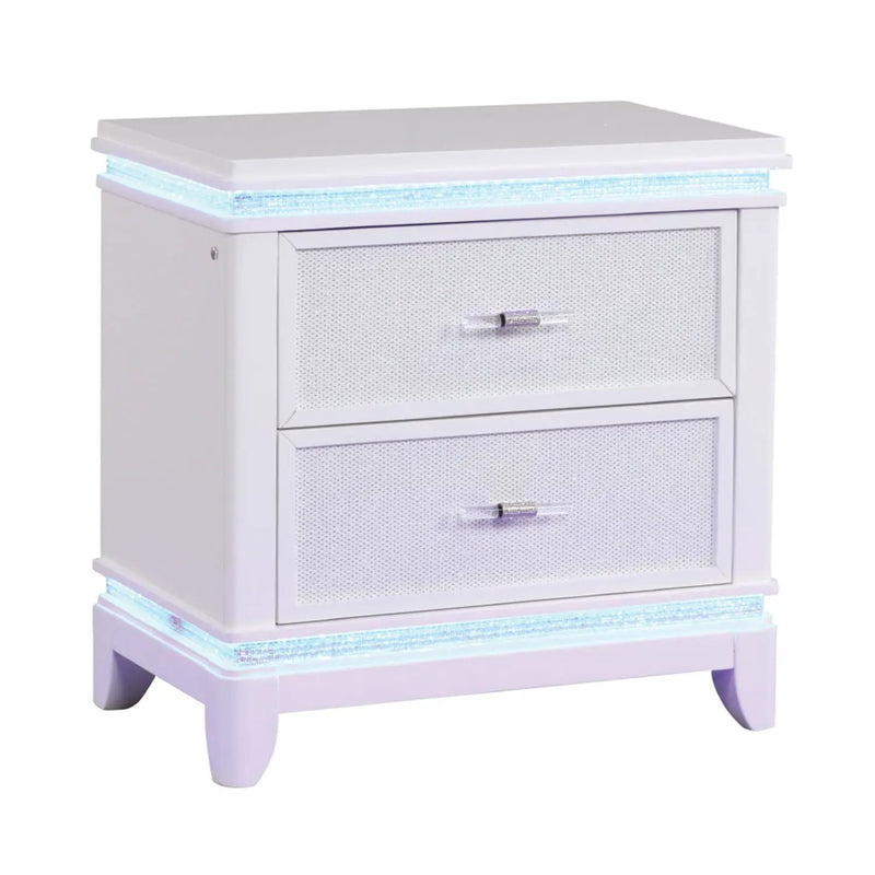 Opium - 2 Drawer Nightstand With LED Lights - White by HouseOfZazla