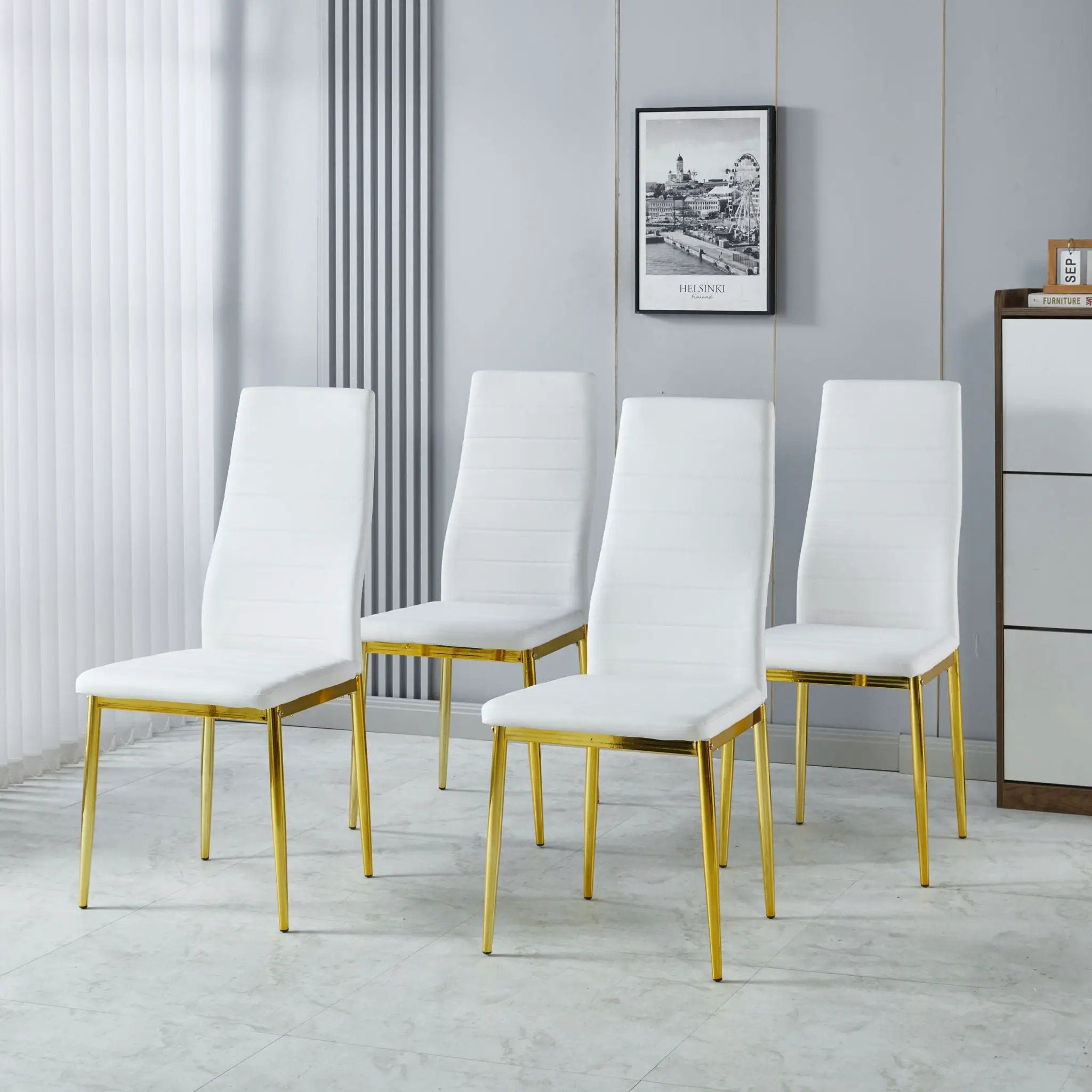 Dining Chair (Set of 4) - Gold / White by HouseOfZazla