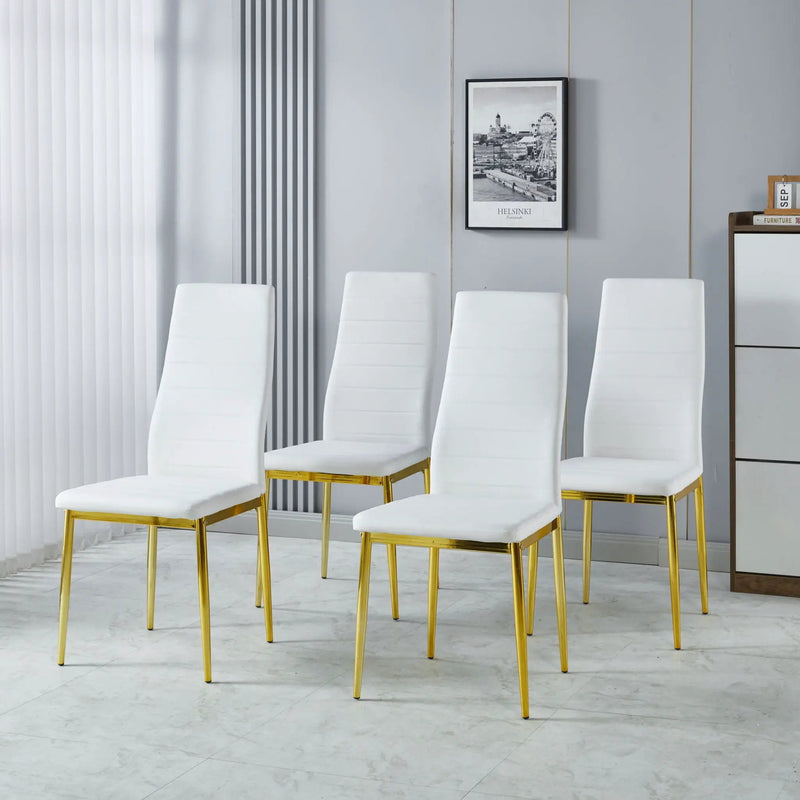 Dining Chair (Set of 4) - Gold / White by HouseOfZazla