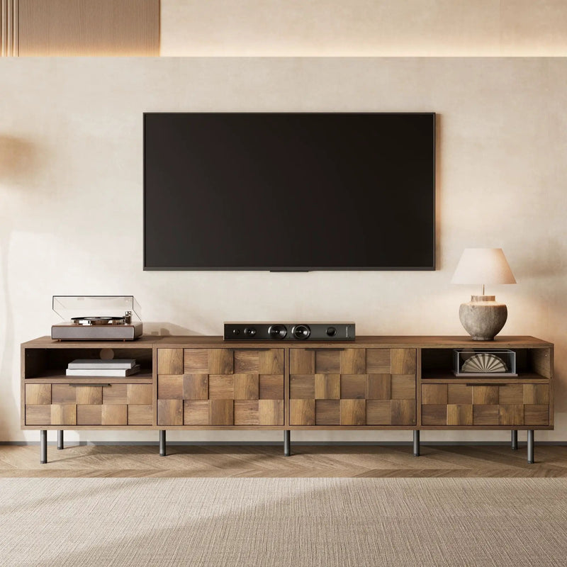 TV Stand With 2 Drawers, Media Console Table For TVs Up To 85'' - Natural by Unique Piece Furniture
