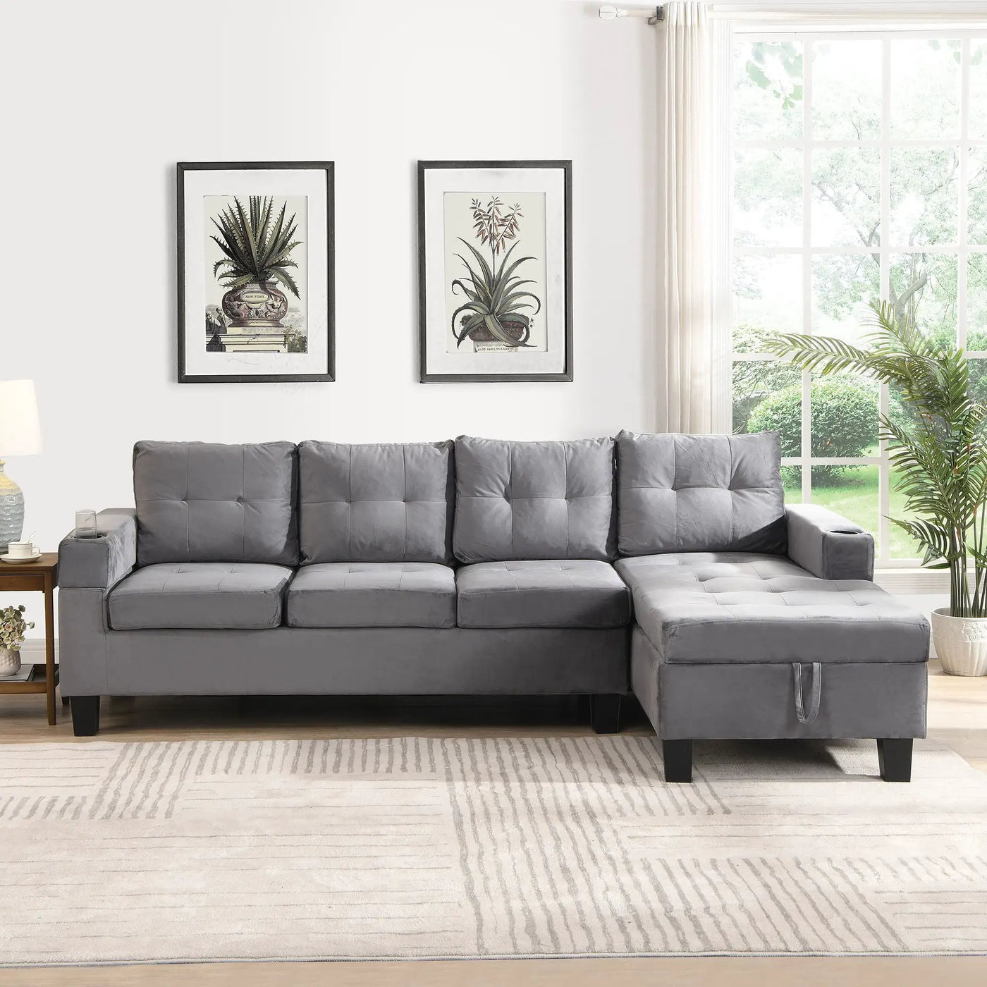 Modern Sectional Sofa Set With L Shape Chaise Lounge And Storage by HouseOfZazla