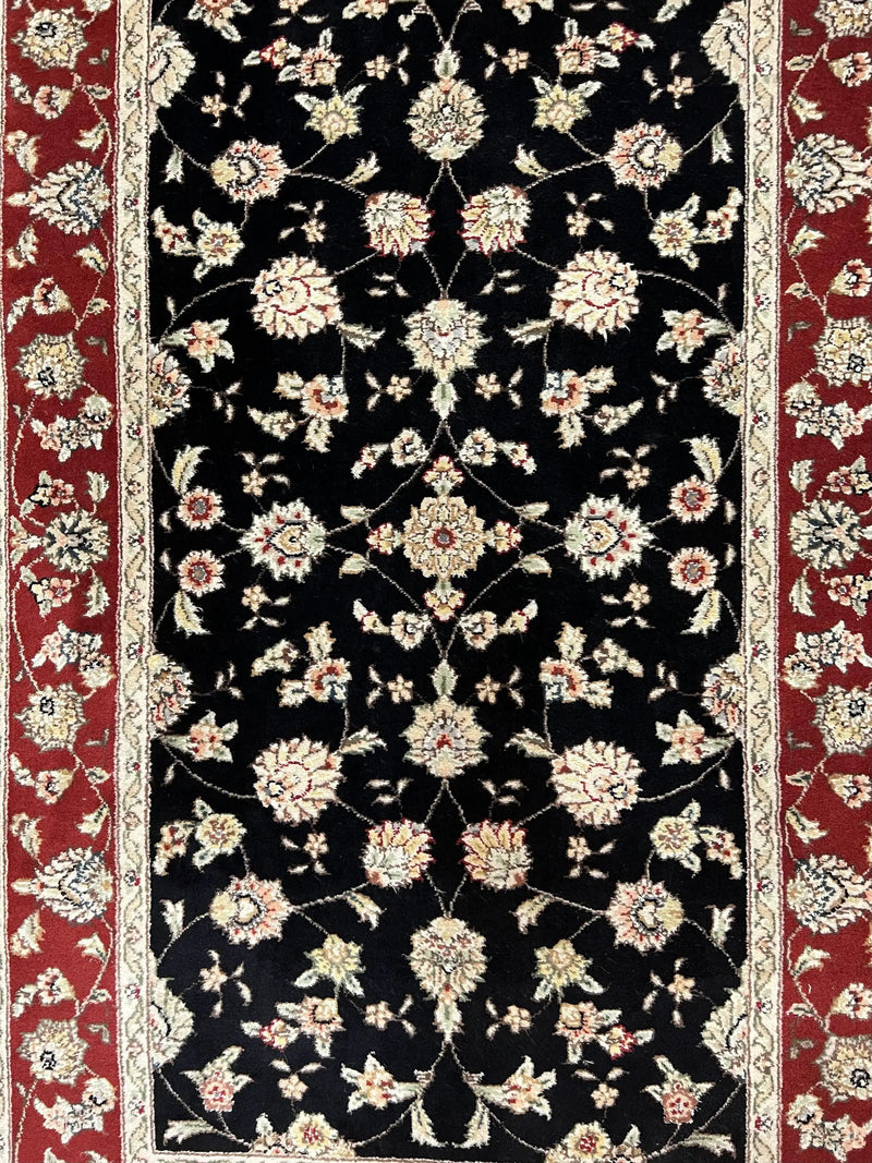 Pak Persian Rug 3x5, Black and Red, Floral Allover, Vintage Hand Knotted Wool Oriental Carpet, Pakistani Rug, Small Handmade Area Rug 3 x 5 by Jewel Rugs