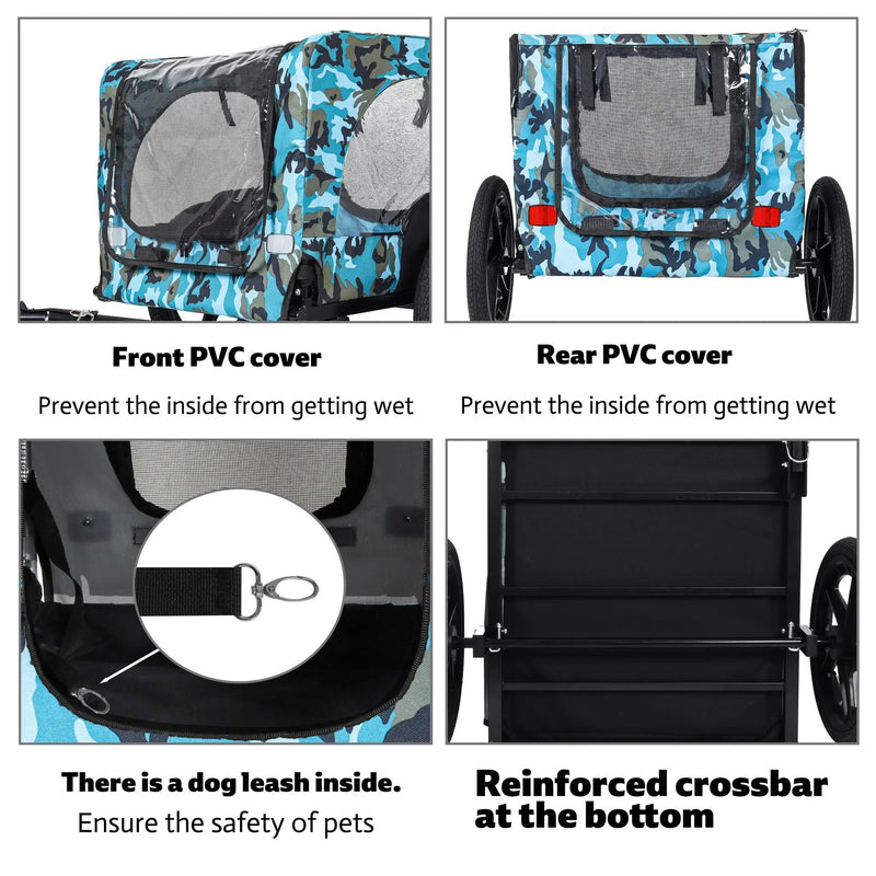 Outdoor Heavy Duty Collapsible Pet Bike Trailer with 16-Inch Wheels by HouseOfZazla
