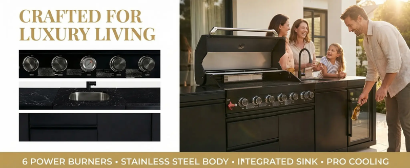 6-Burner 85000 BTU Deluxe Stainless Steel Propane Gas Outdoor Kitchen Grill by HouseOfZazla