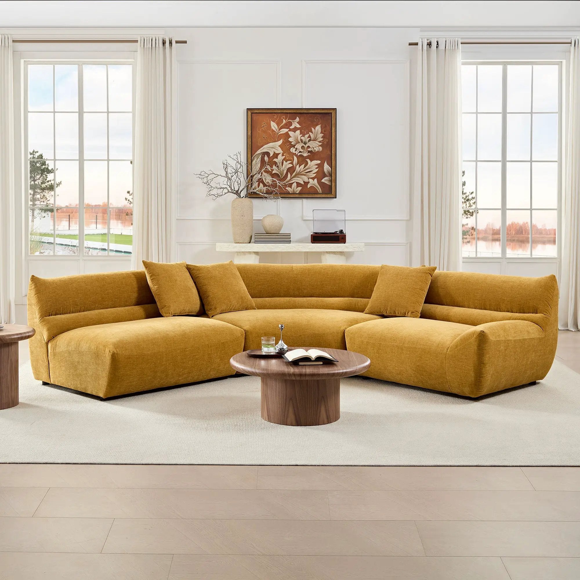 Modular Curved Sectional Sofa, 3-Piece Free-Form Configuration by HouseOfZazla
