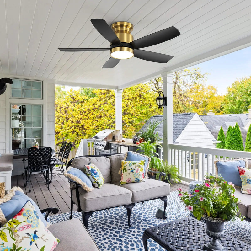 Flush Mount Ceiling Fan With LED Light 22W And Remote Control Blades / Body, DC Motor by Unique Piece Furniture
