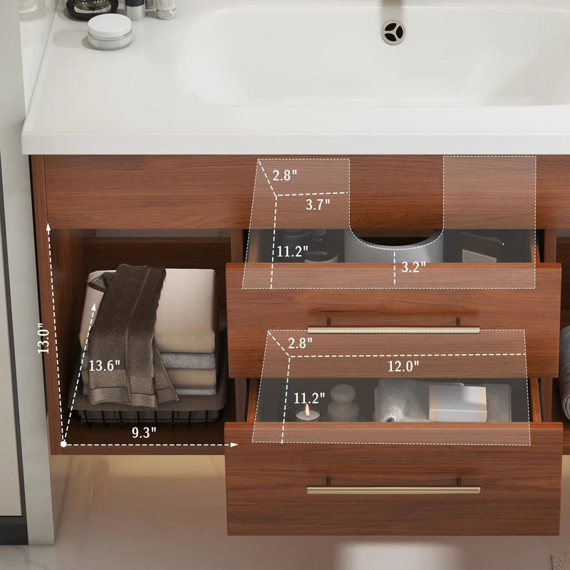 35.4" Mid-century Modern Single Bathroom Vanity by HouseOfZazla