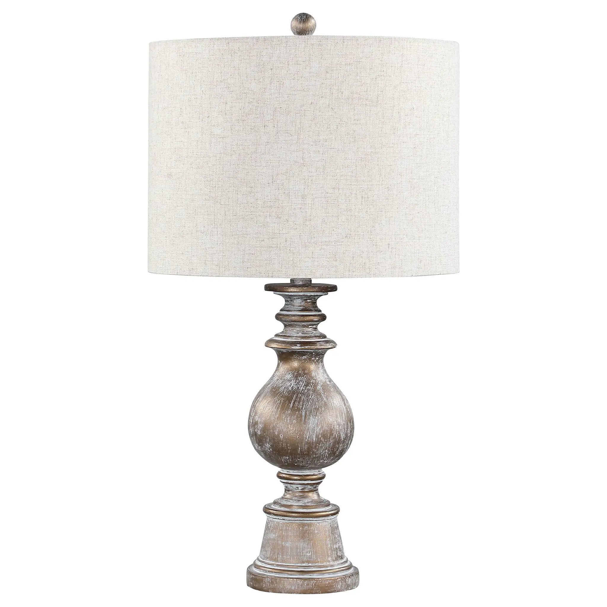 Brie 28-inch Drum Shade Urn Table Lamp Antique Gold by Unique Piece Furniture
