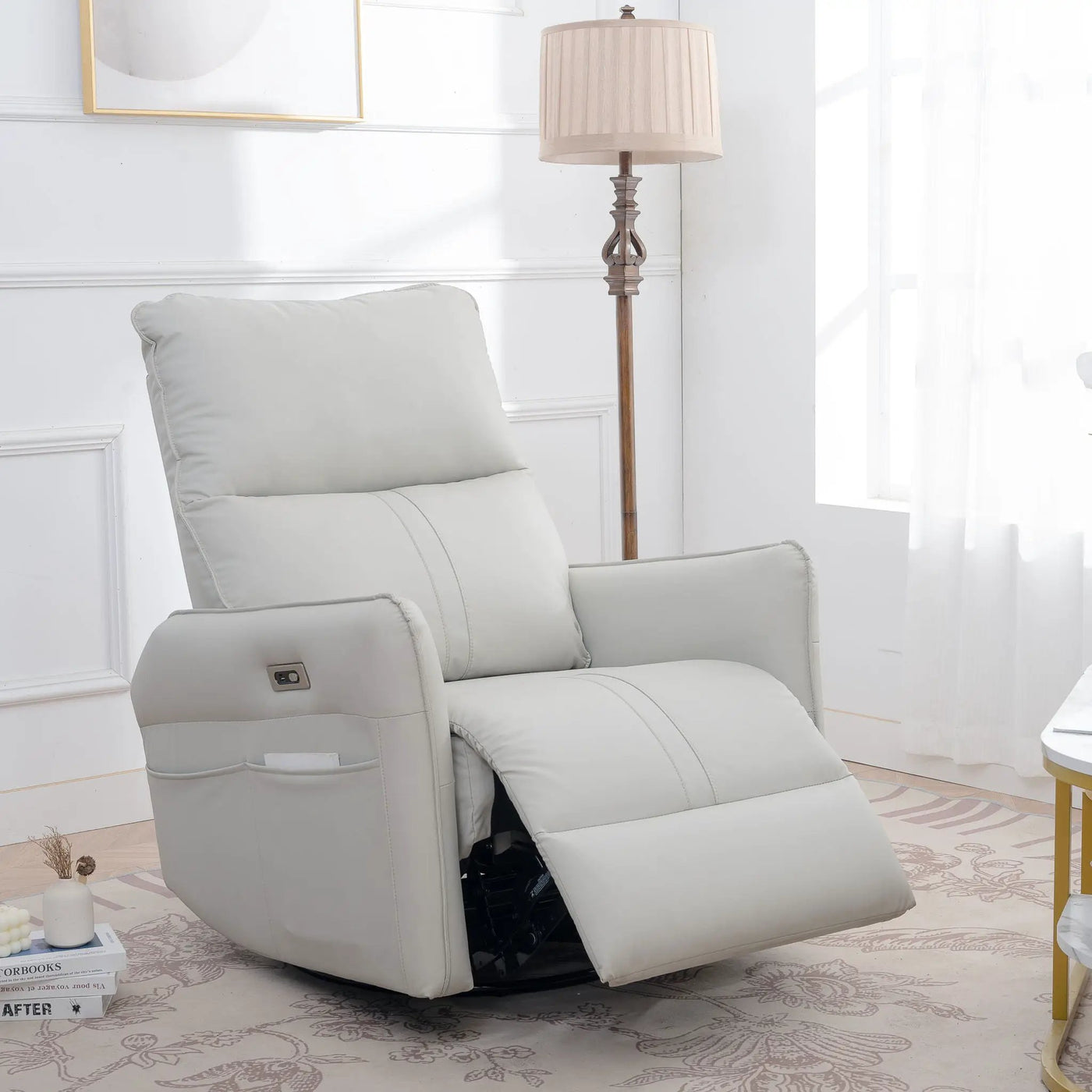 29.92" 270 Power Swivel Rocker Recliner Chair, Electric Glider Reclining Sofa With USB Ports, Power Swivel Glider, Rocking Chair Nursery Recliners For Living Room Bedroom by Unique Piece Furniture