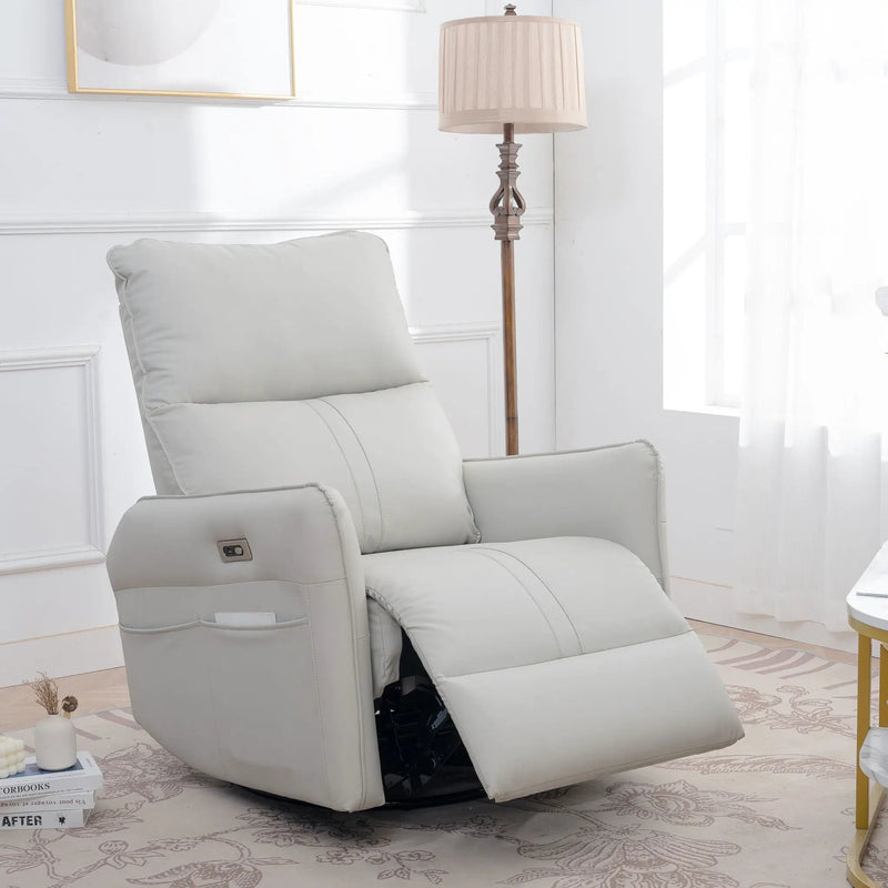 29.92" 270 Power Swivel Rocker Recliner Chair, Electric Glider Reclining Sofa With USB Ports, Power Swivel Glider, Rocking Chair Nursery Recliners For Living Room Bedroom by HouseOfZazla