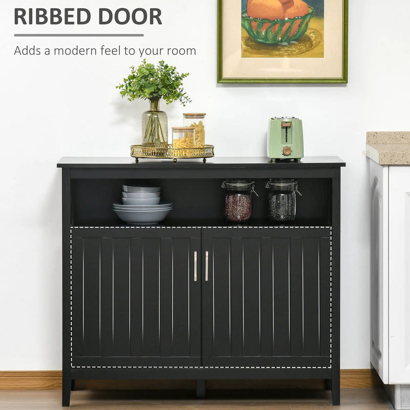 Homcom - Sideboard Buffet Cabinet, Kitchen Cabinet, Coffee Bar Cabinet With 2 Doors And Adjustable Shelves For Entryway Living Room - Black by Unique Piece Furniture