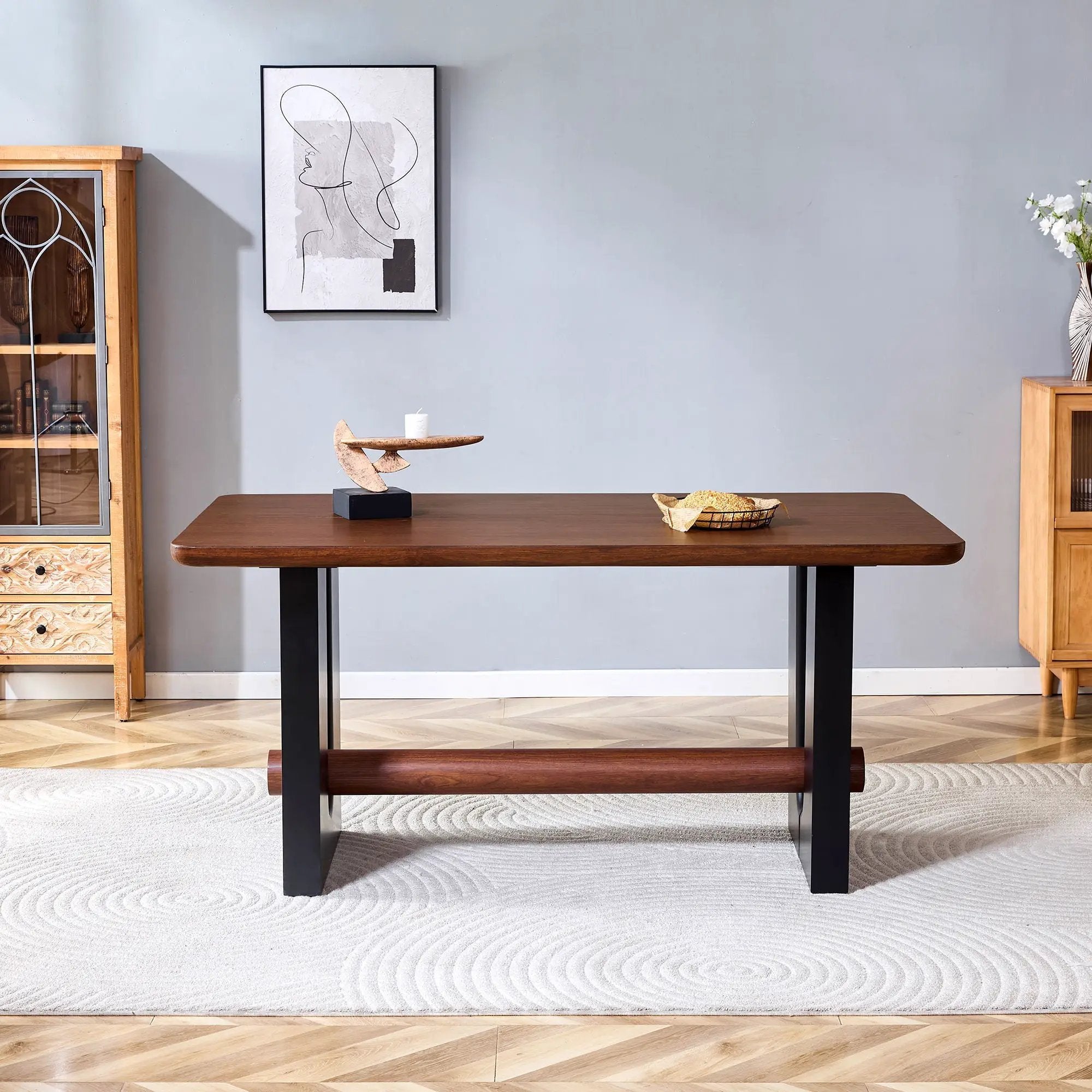 Compact Dining Table - Walnut / Black by Unique Piece Furniture