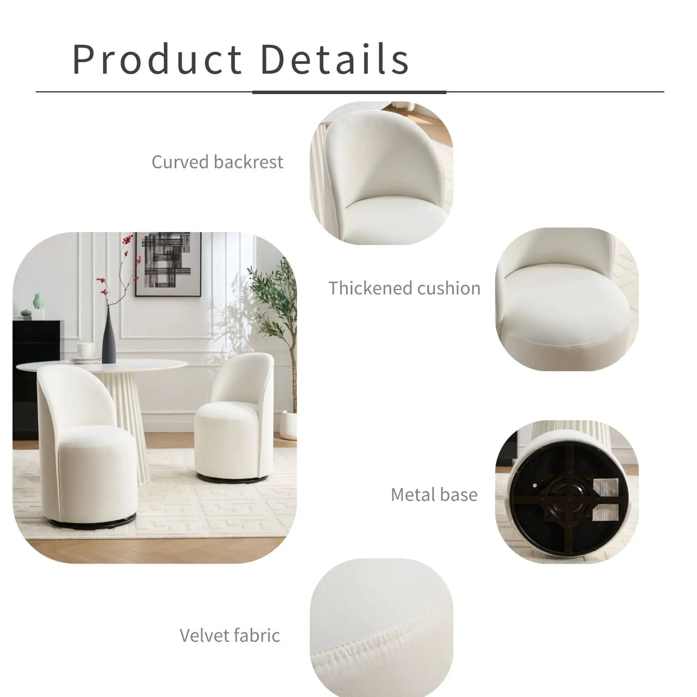 360 Degree Swivel Armless Dining Barrel Chair by Unique Piece Furniture