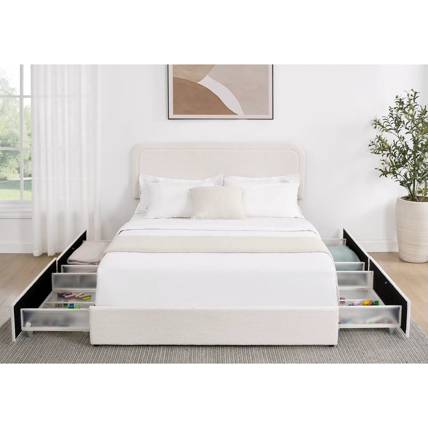 Liv - Patented With Drawers Upholstered Storage Platform Bed by HouseOfZazla
