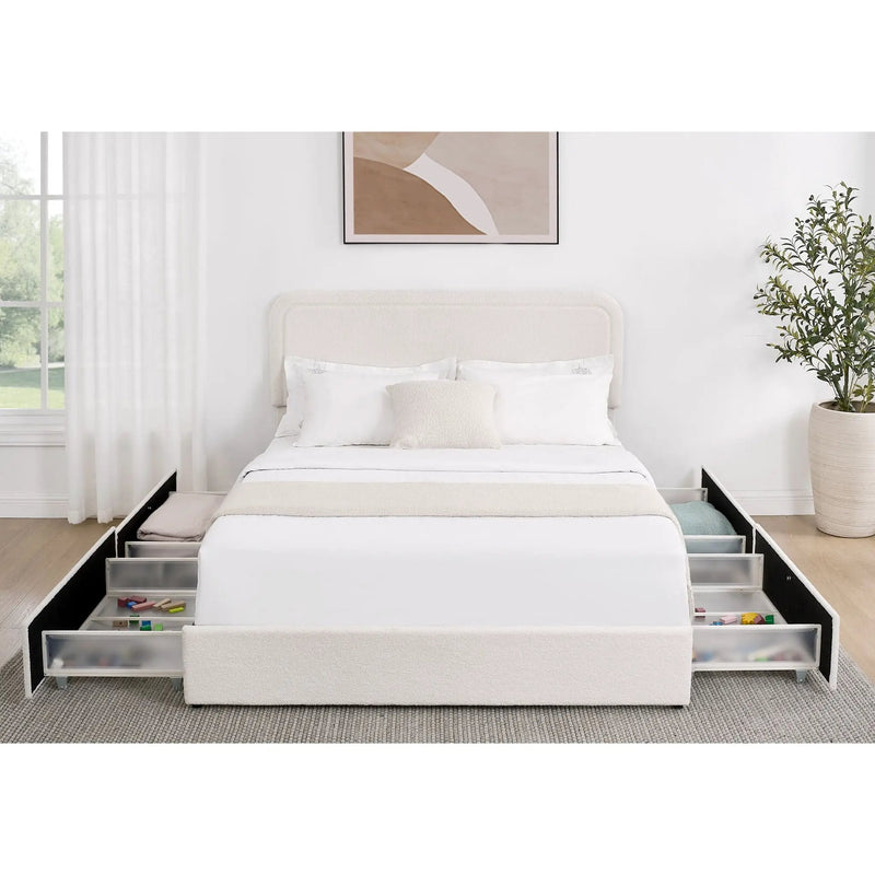 Liv - Patented With Drawers Upholstered Storage Platform Bed by HouseOfZazla