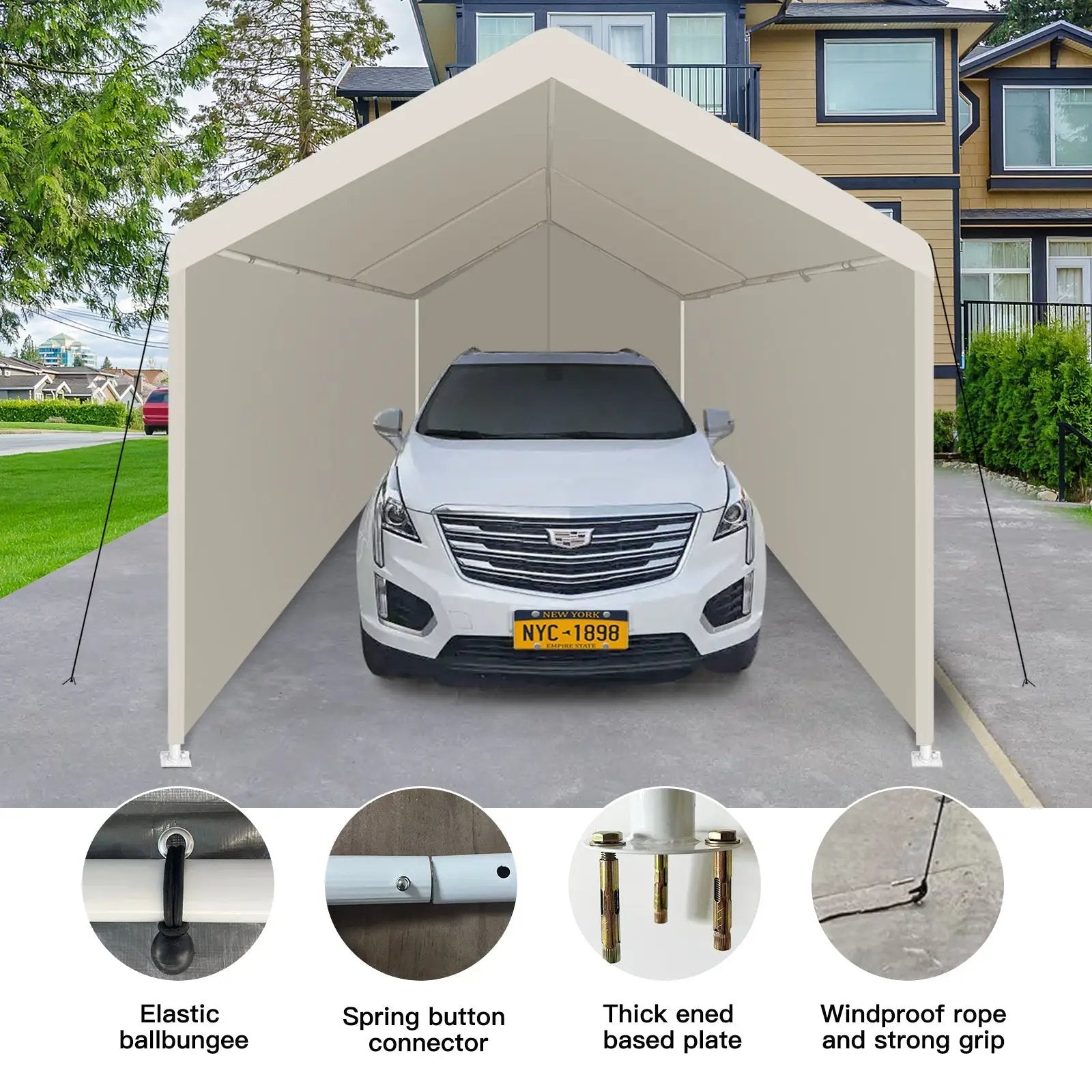 Carport, 12×20 Heavy Duty Portable Carport Garage Tent for Outdoor Storage Shelter by HouseOfZazla