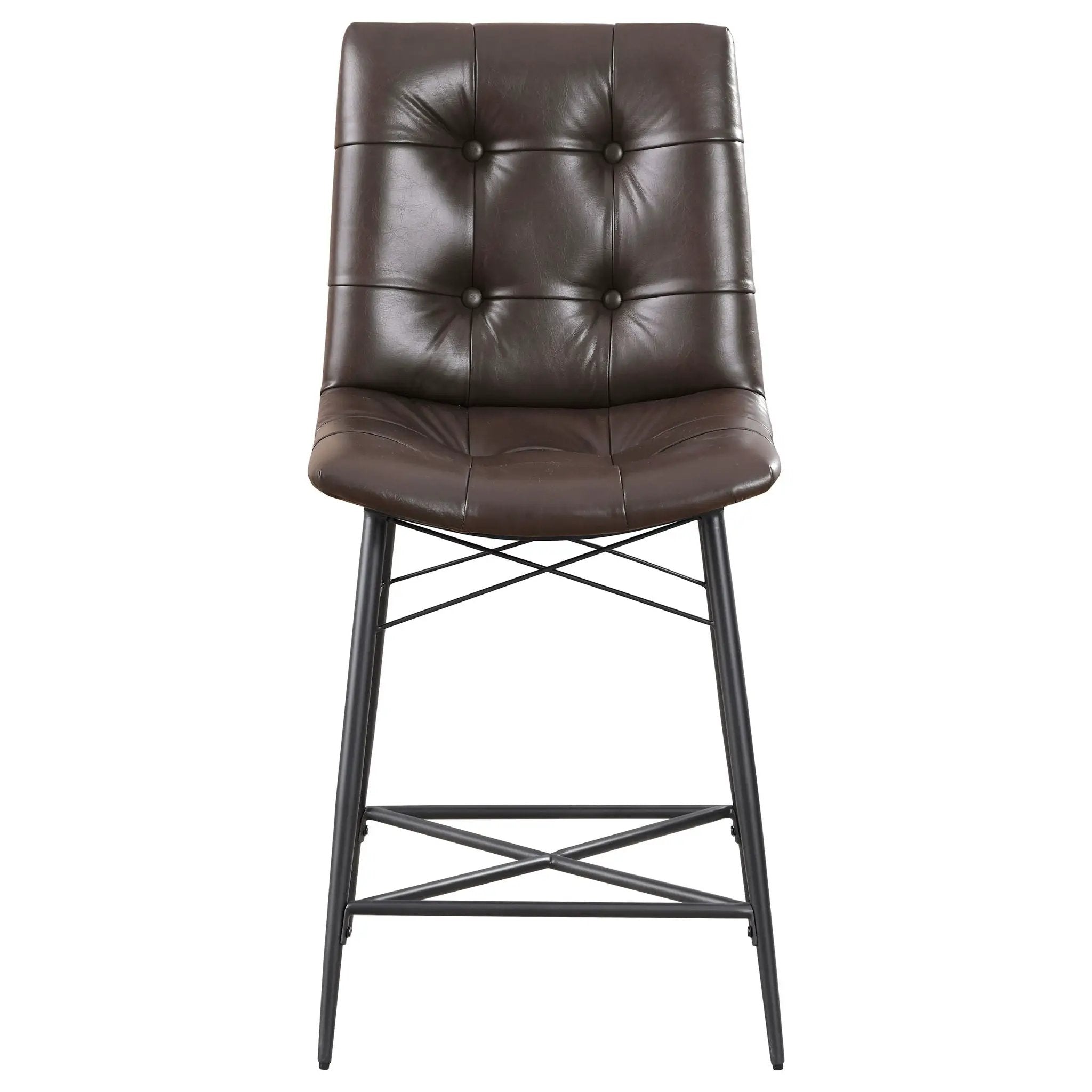 Aiken Upholstered Tufted Counter Chair Brown (Set of 2) by Unique Piece Furniture