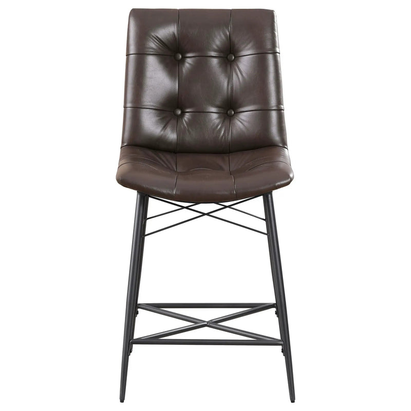 Aiken Upholstered Tufted Counter Chair Brown (Set of 2) by Unique Piece Furniture