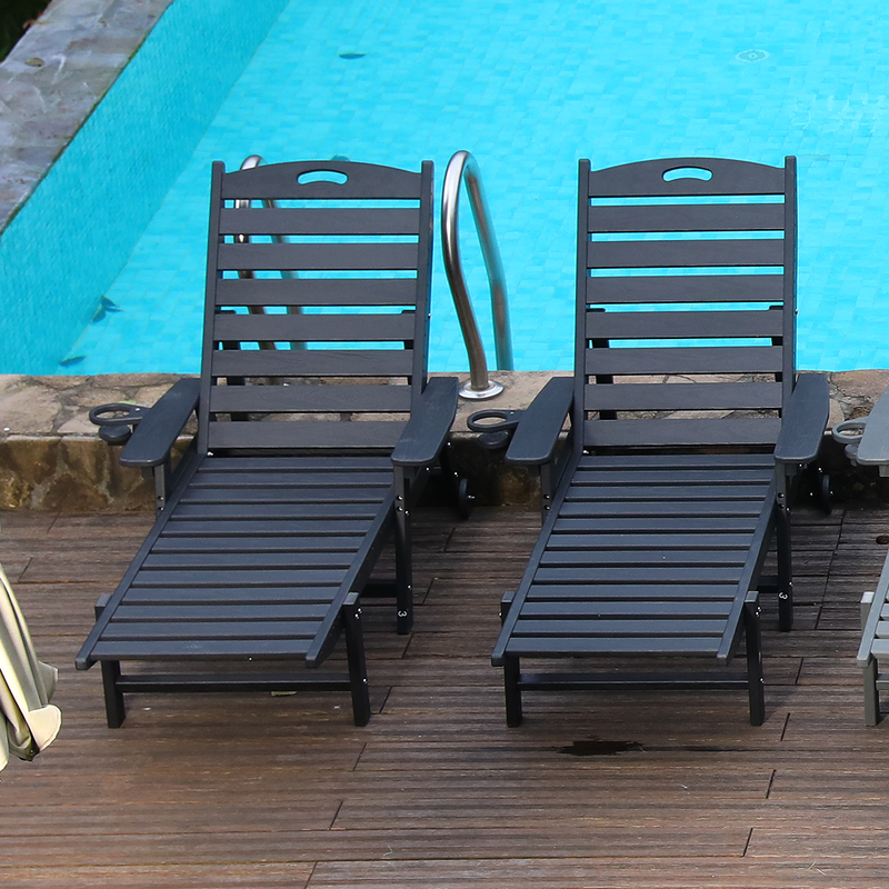 HDPE Chaise Lounge Chair Outdoor with Adjustable Backrest by HouseOfZazla