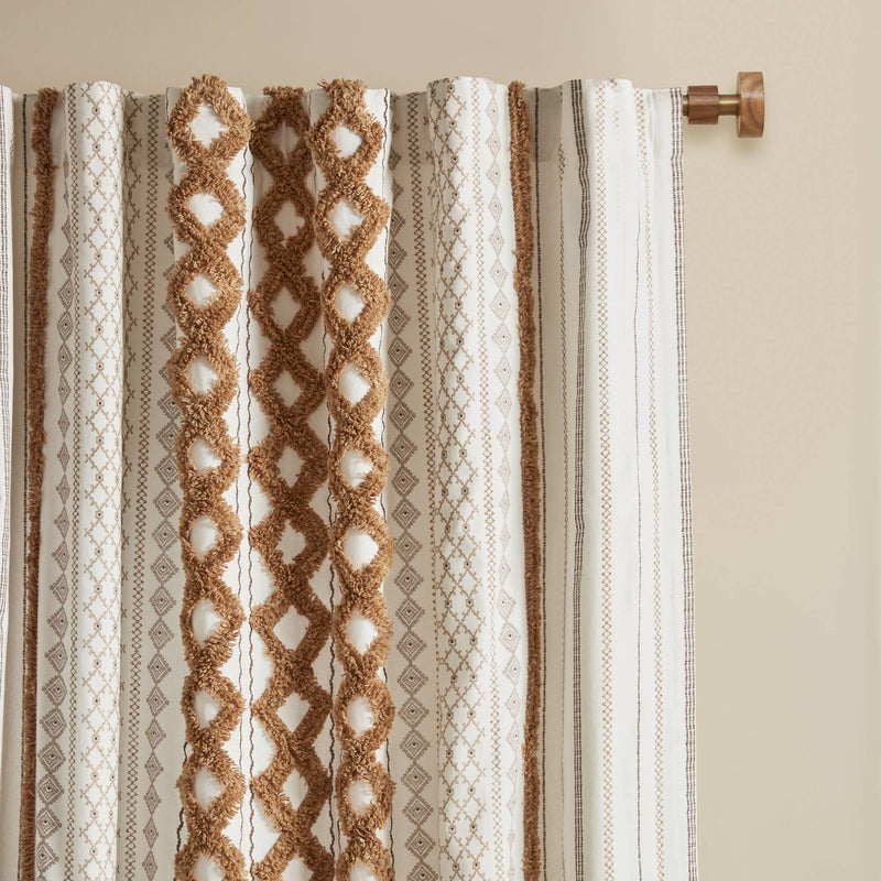 1 PC 50x84' Cotton Printed Window Panel with Chenille Stripe and Lining by HouseOfZazla