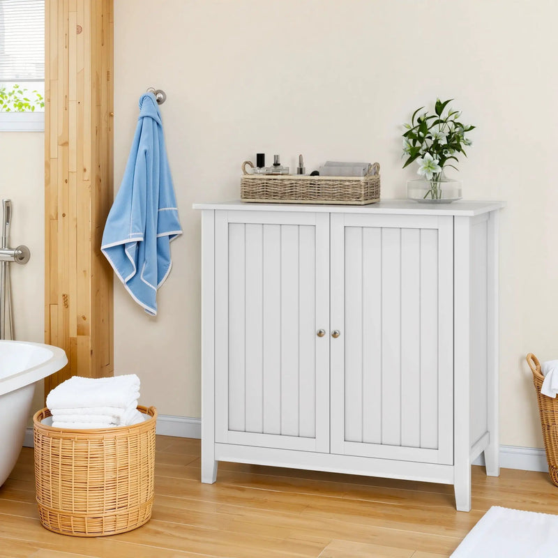 Double Door Storage Cabinet With Knobs - White by Unique Piece Furniture