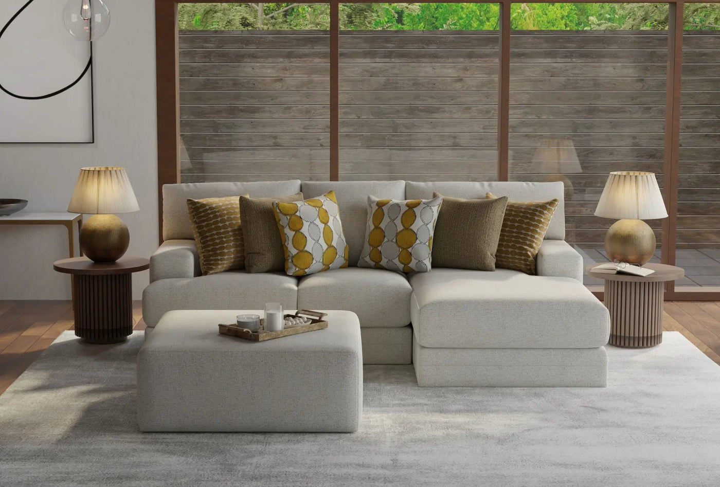Tori - Sectional With Comfort Coil Seating, Cocktail Ottoman And Accent Pillows Included by Unique Piece Furniture