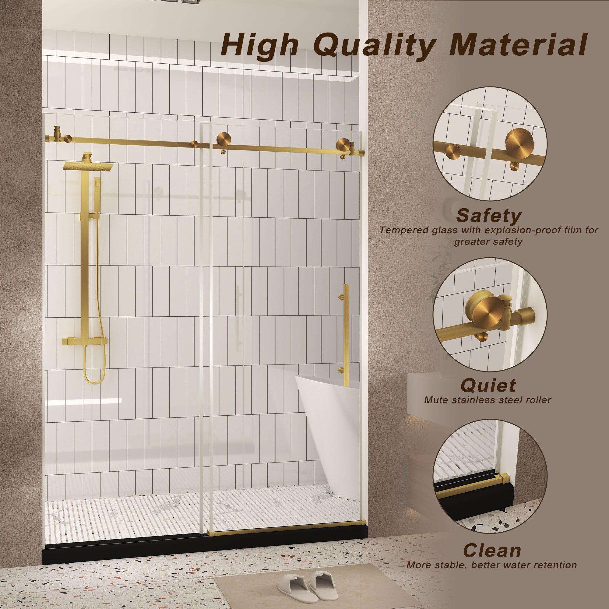 Frameless Shower Door, Smooth Sliding Tracks by HouseOfZazla