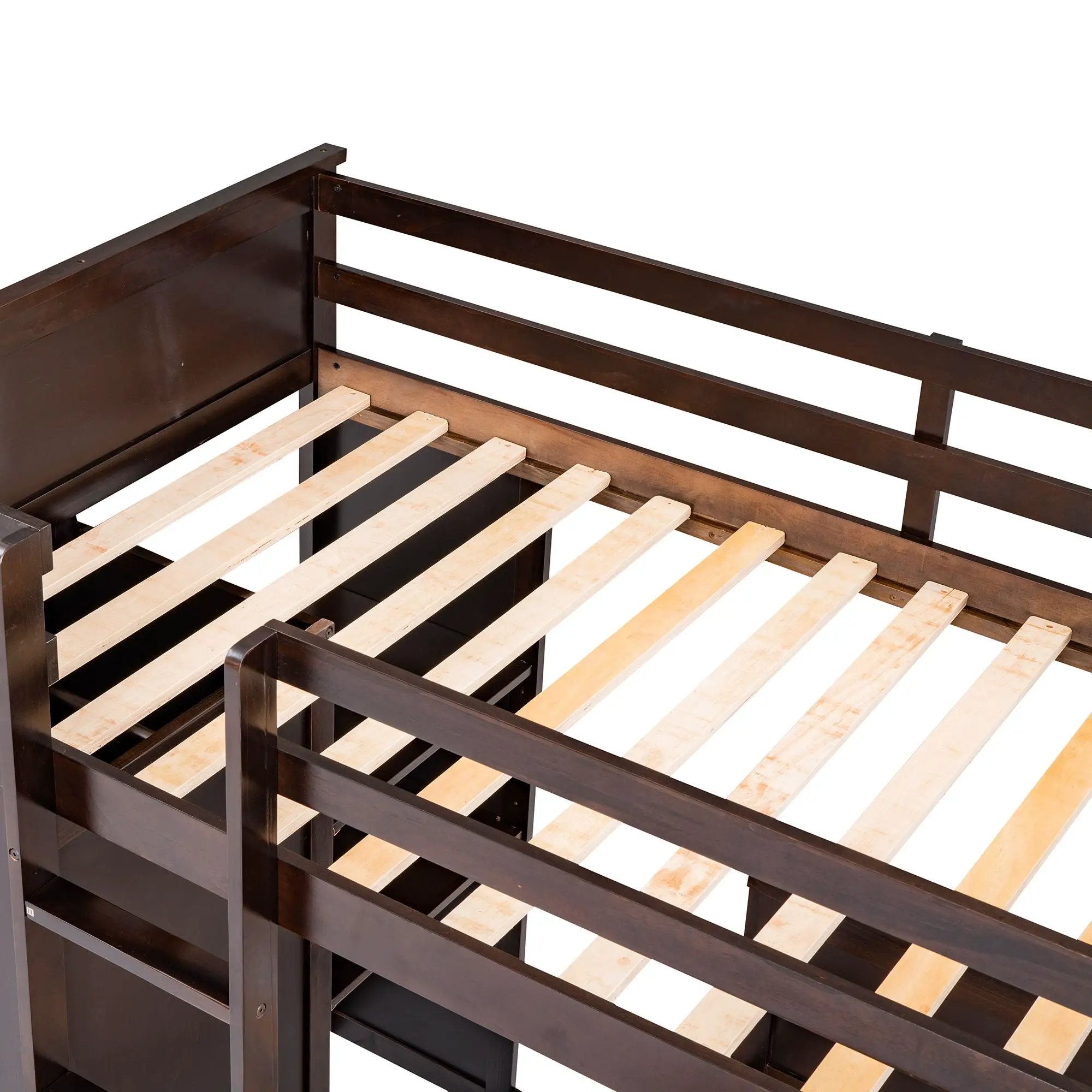 Loft Bed With A Stand Alone Bed, Shelves, Desk, And Wardrobe by HouseOfZazla