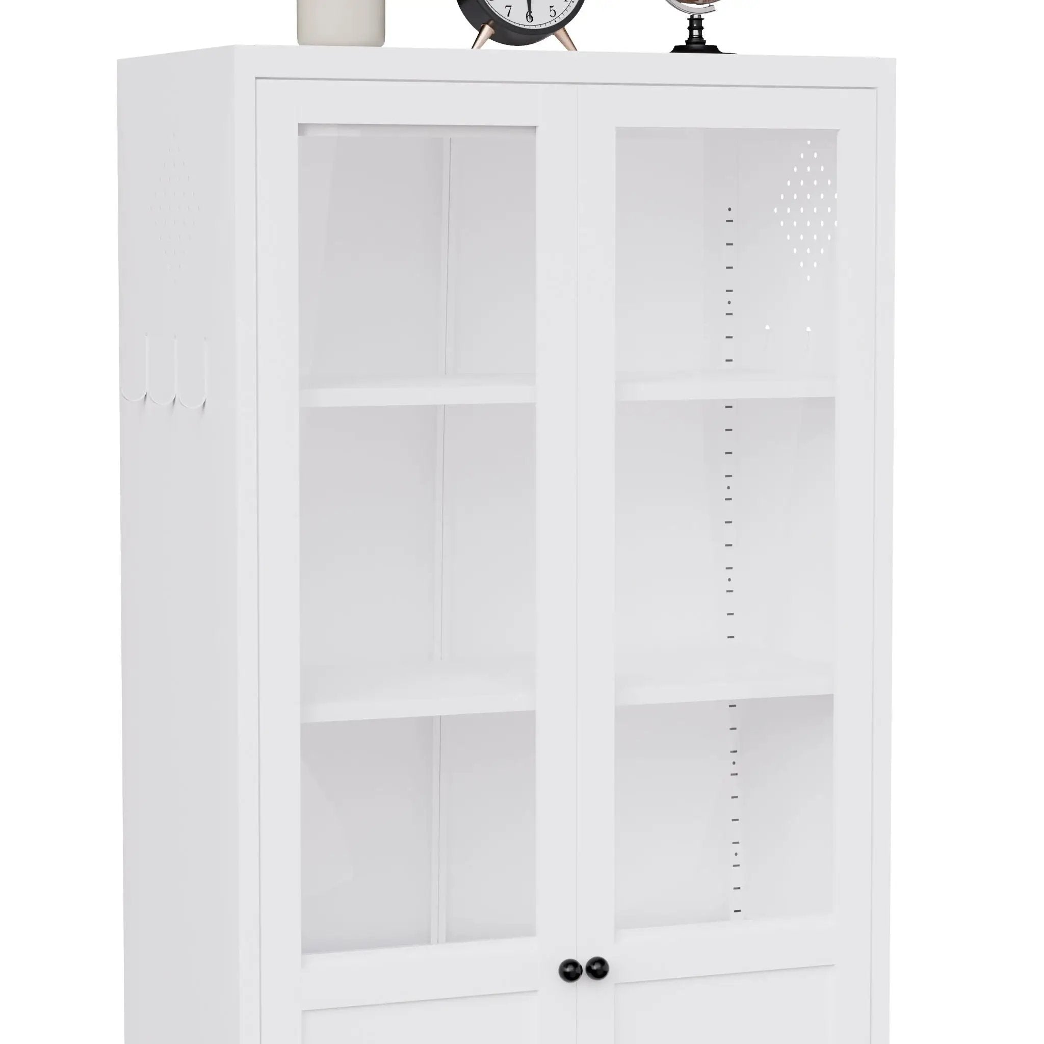 Tall Metal Kitchen Pantry Cabinet With Adjustable Shelves And Silent Magnetic Doors - White by HouseOfZazla