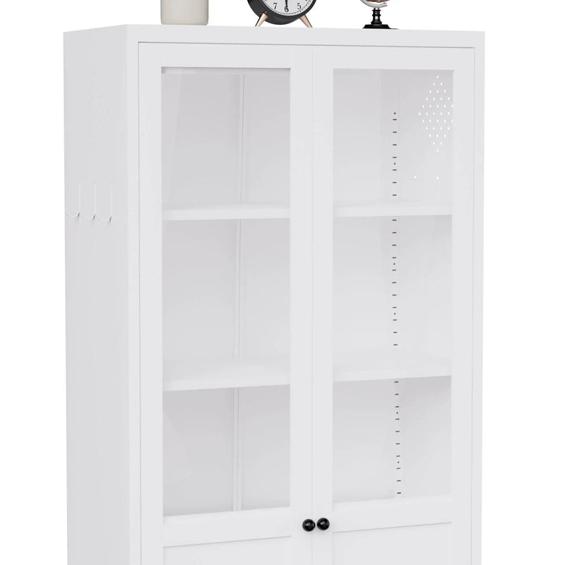 Tall Metal Kitchen Pantry Cabinet With Adjustable Shelves And Silent Magnetic Doors - White by HouseOfZazla