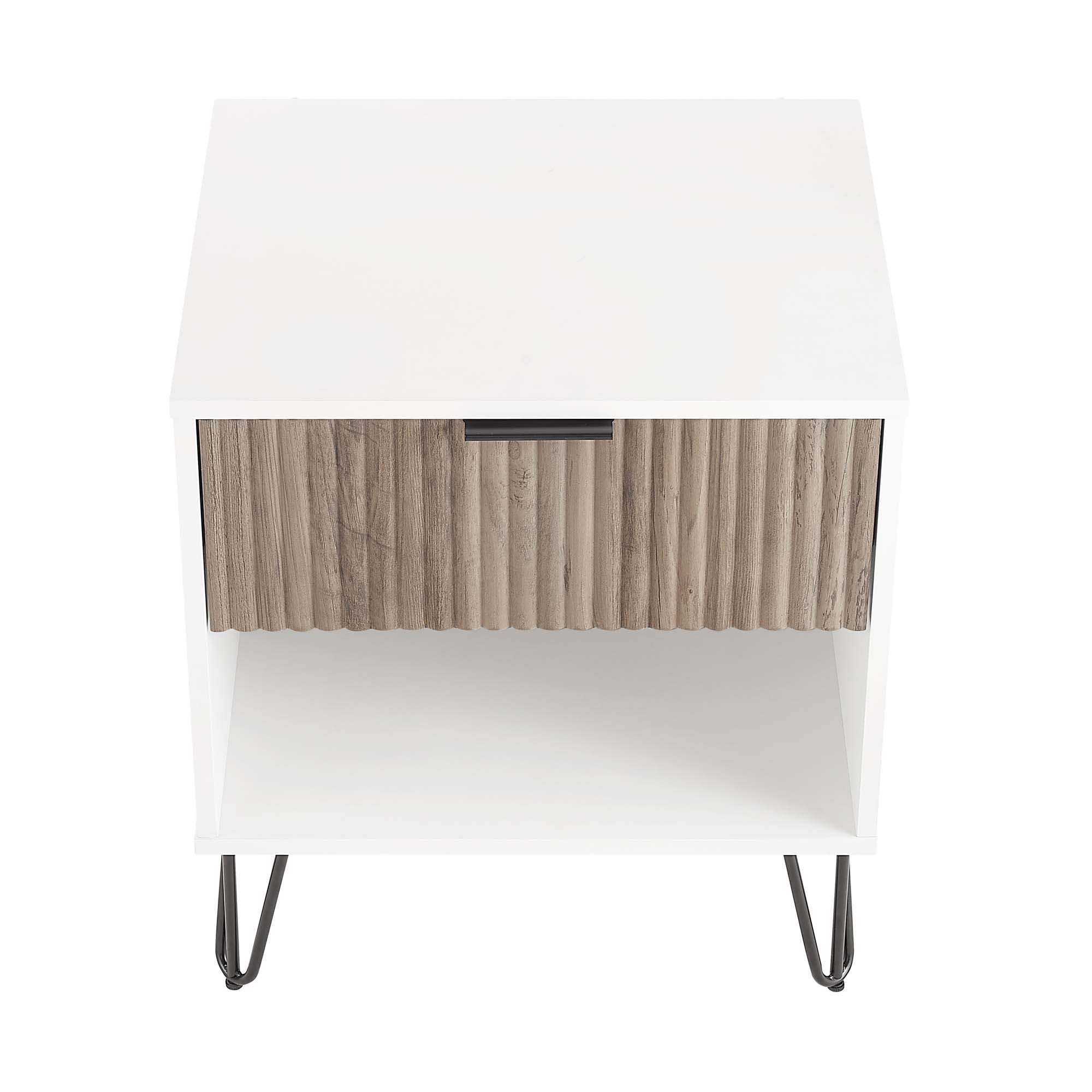 Dumbo - Fluted Nightstand With 1 Drawer - Gray / White by HouseOfZazla