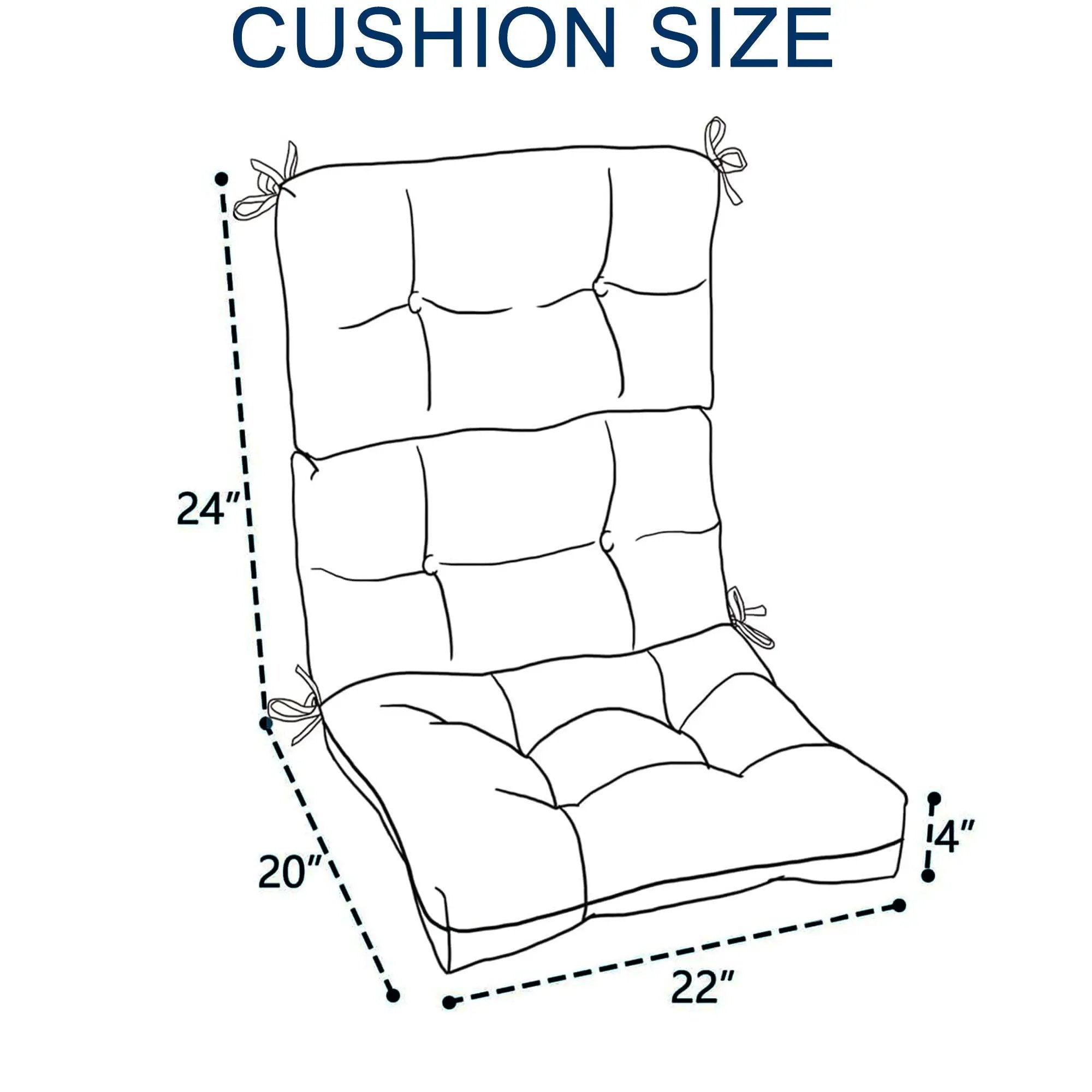 2 Piece High Back Patio Chair Cushion Set, Tufted Adirondack And Rocking Chair Cushions by HouseOfZazla