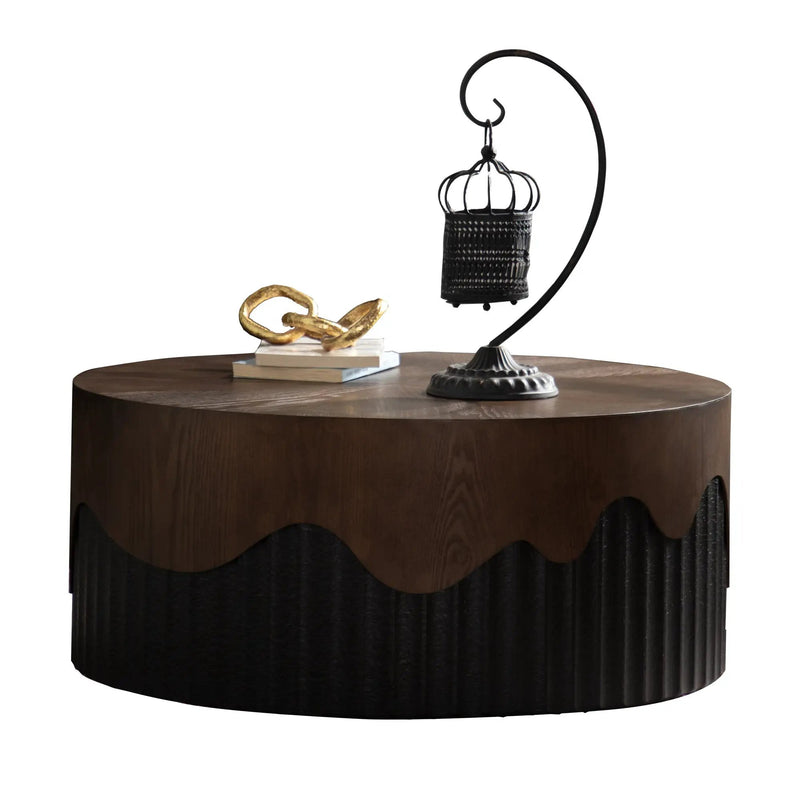 30.31" Round Coffee Table - Handcrafted Wooden Tea Table by HouseOfZazla