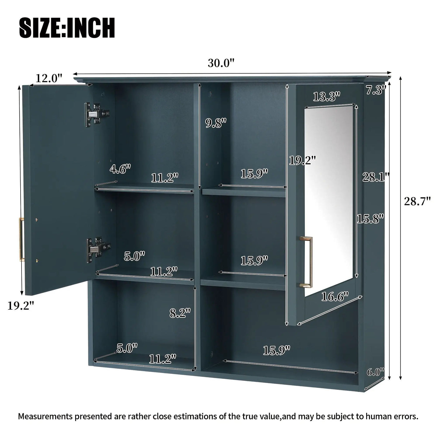 2 In 1 Wall-Mounted Mirror Cabinet With Adjustable Shelves, Soft-Close Doors, High-Definition Mirror & Storage by Unique Piece Furniture