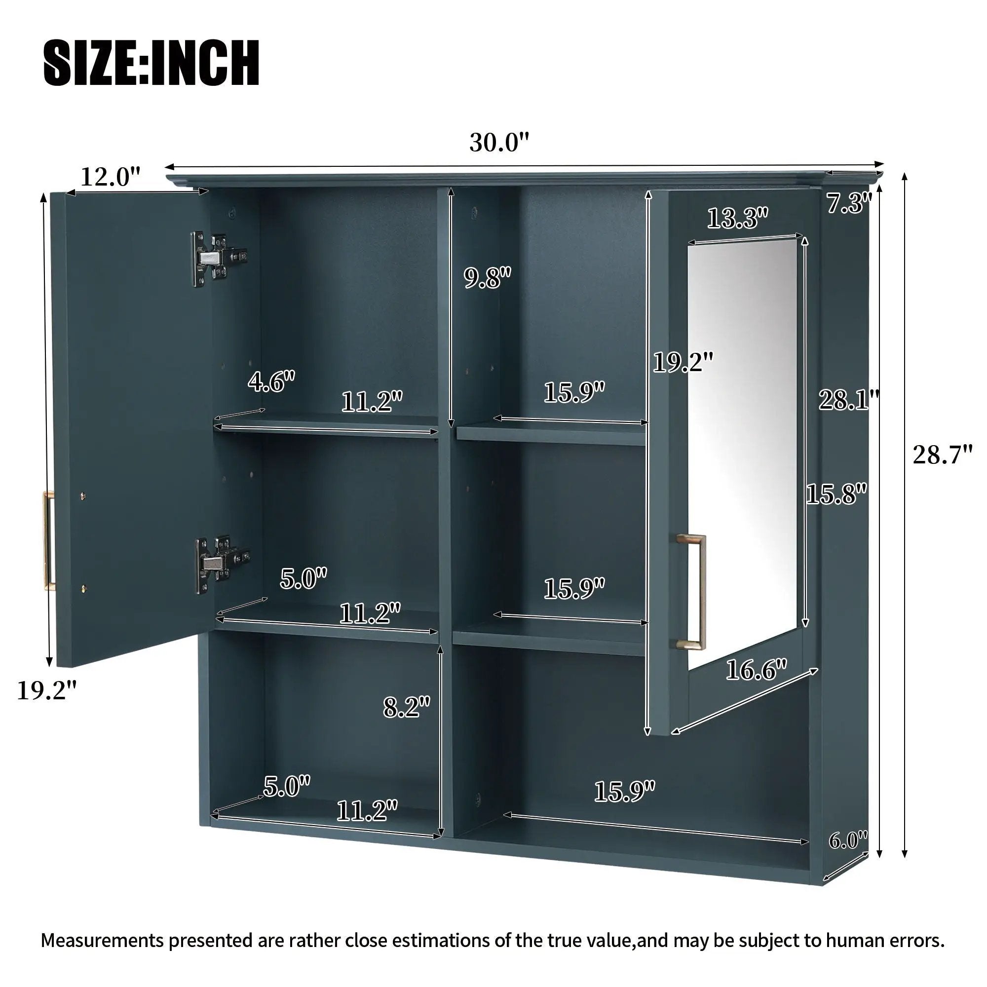 2 In 1 Wall-Mounted Mirror Cabinet With Adjustable Shelves, Soft-Close Doors, High-Definition Mirror & Storage by Unique Piece Furniture