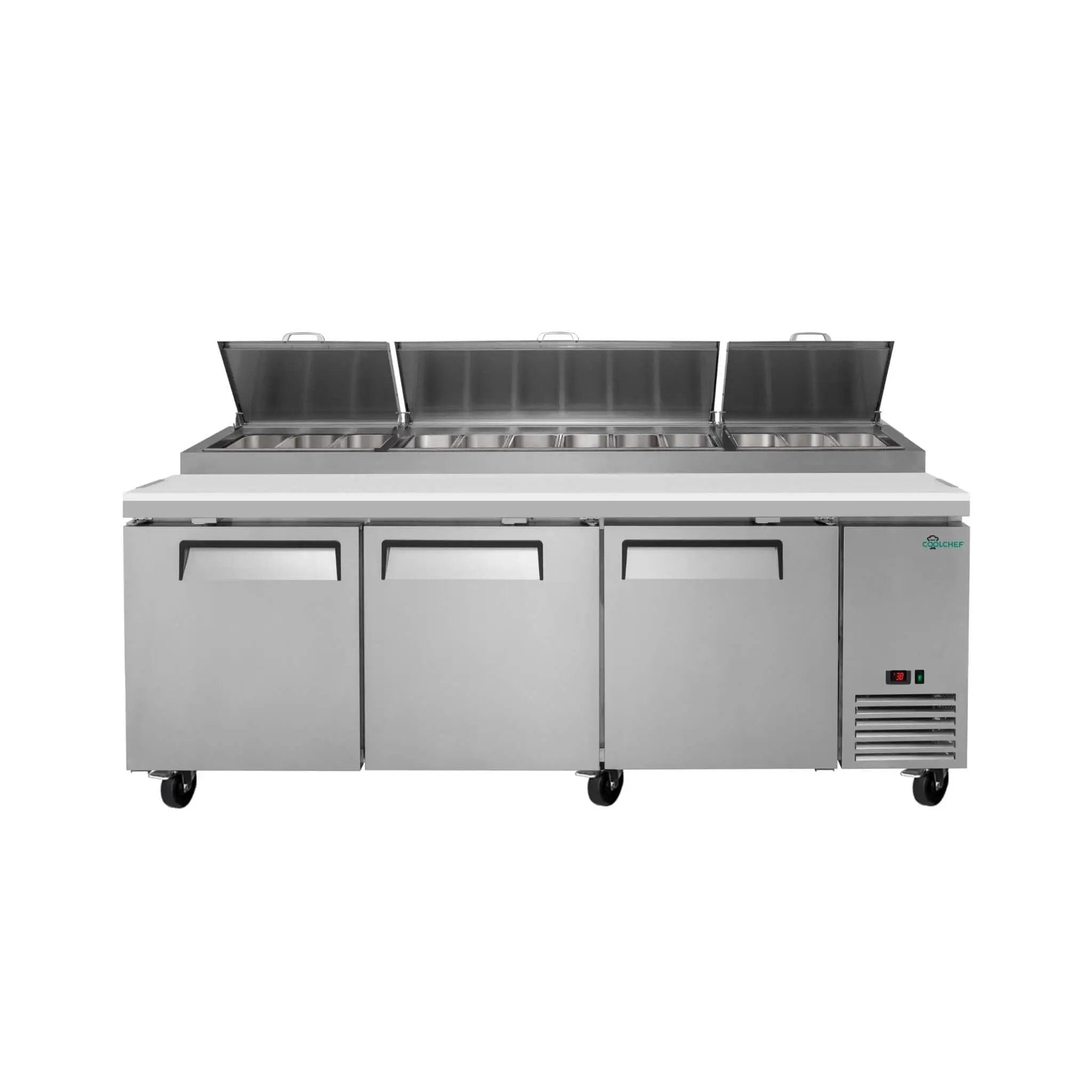Heavy-Duty 93-Inch Commercial Stainless Steel Pizza Prep Table With Refrigeration (SAK52193) by SAKSBY WHOLESALE