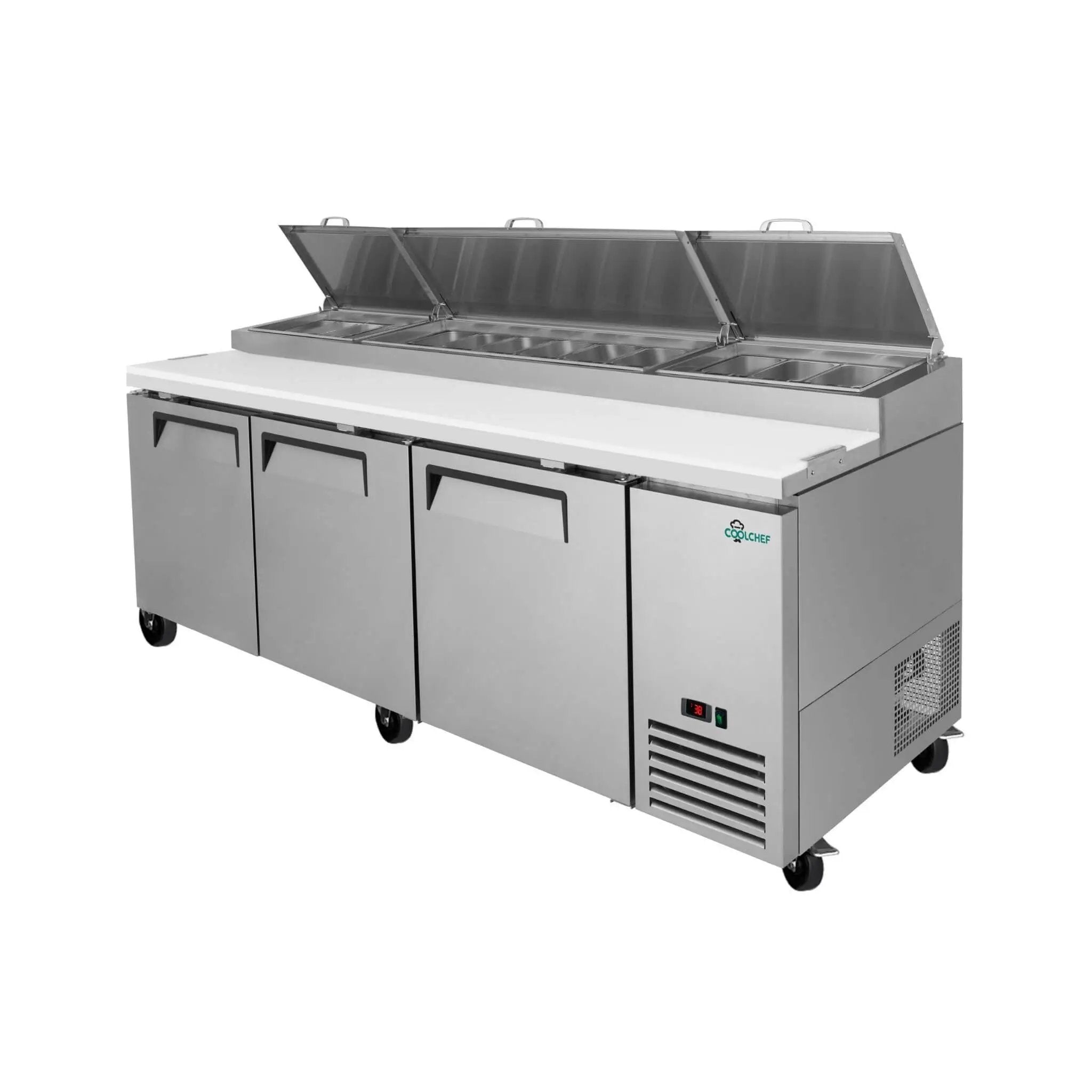 Heavy-Duty 93-Inch Commercial Stainless Steel Pizza Prep Table With Refrigeration (SAK52193) by SAKSBY WHOLESALE