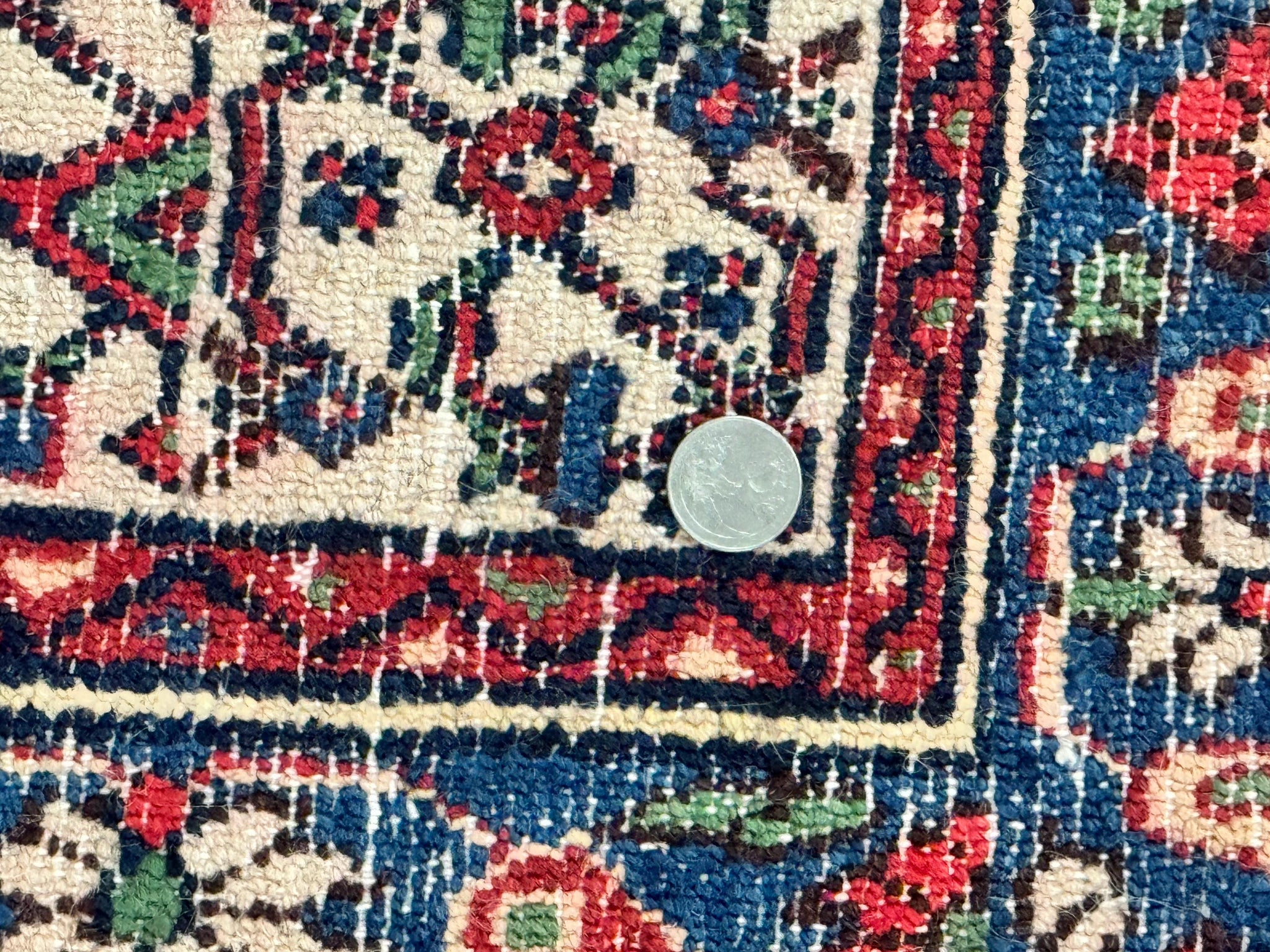 Antique Persian Hamadan Tribal Rug 8x10, Red and Ivory, Medallion Rug, Wool Handmade Carpet by Jewel Rugs
