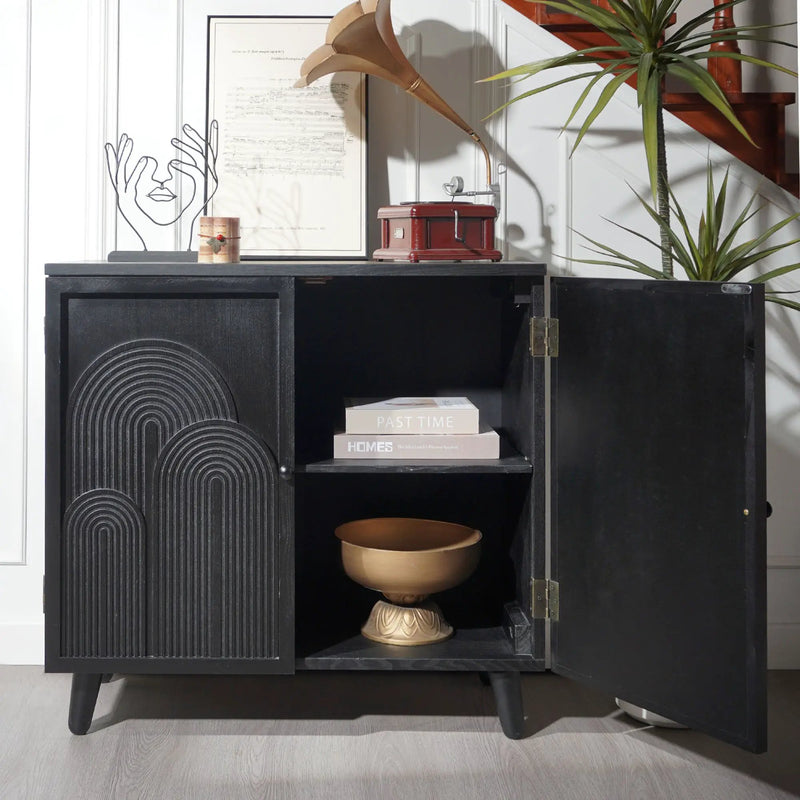 2 Door Accent Cabinet Storage Cabinet With Adjustable Shelf - Black by Unique Piece Furniture