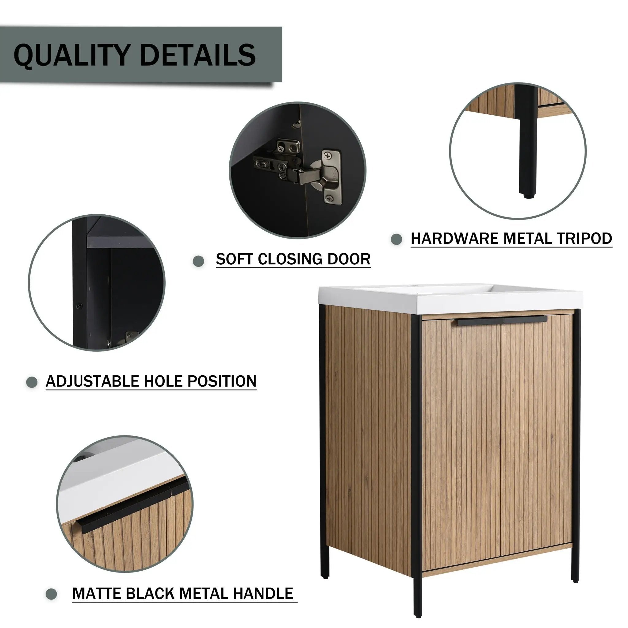 Modern Freestanding Bathroom Vanity With Resin Sink & Soft Close Cabinet Doors by Unique Piece Furniture