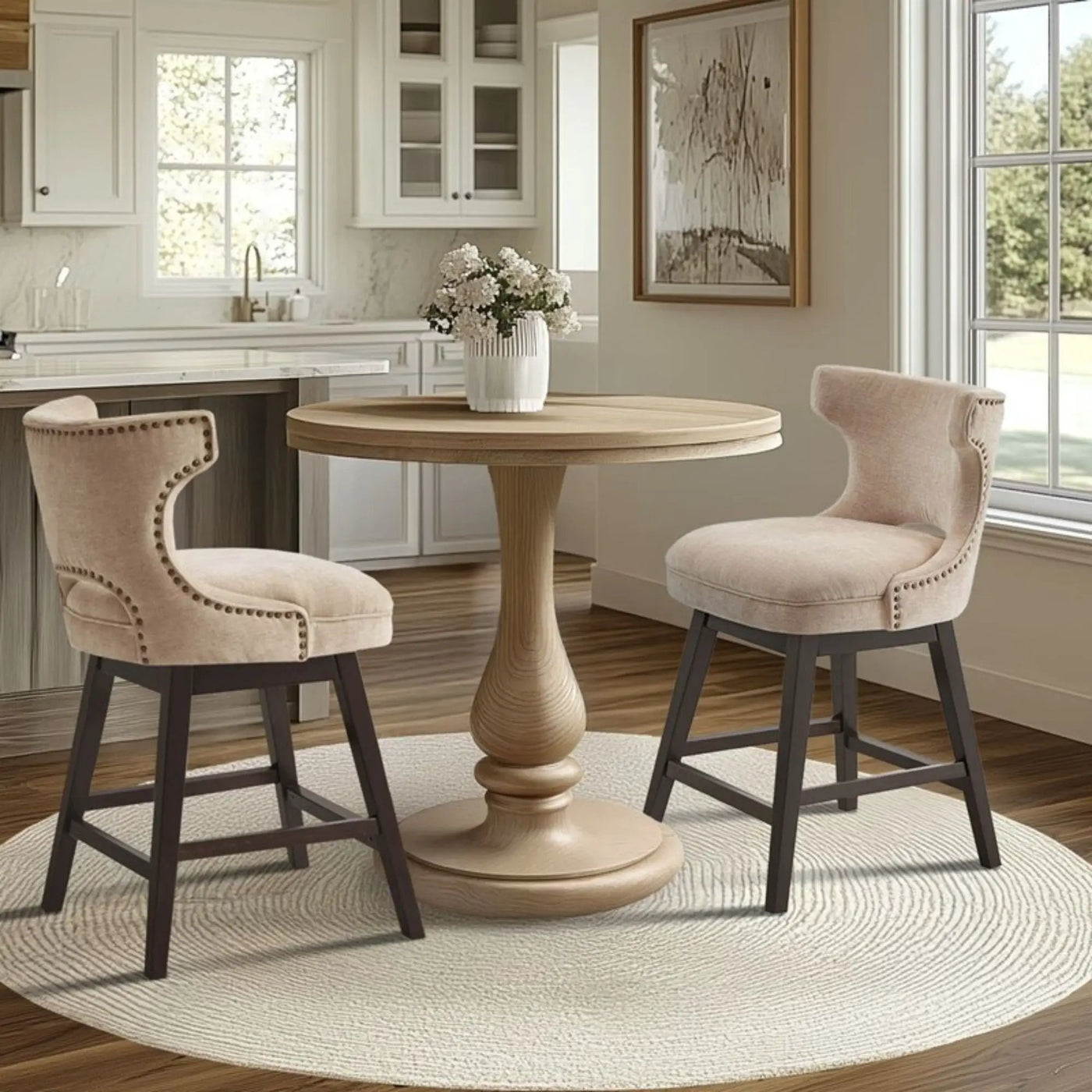 360 Degree Swivel Counter Stool With Silver Detailing by HouseOfZazla
