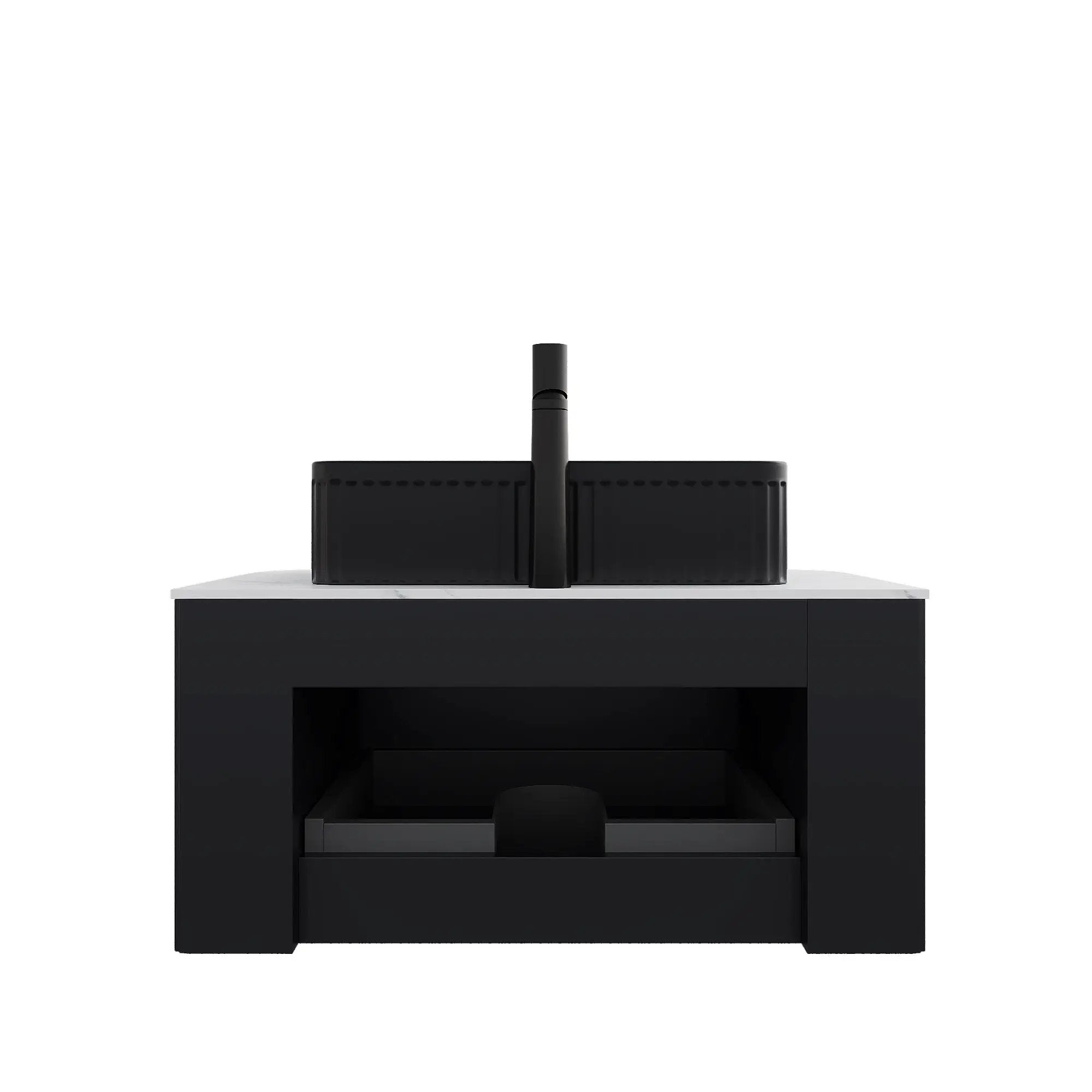 DINA 30" Bathroom Vanity & Sink, Floating Curved Edges Storage Cabinet by HouseOfZazla