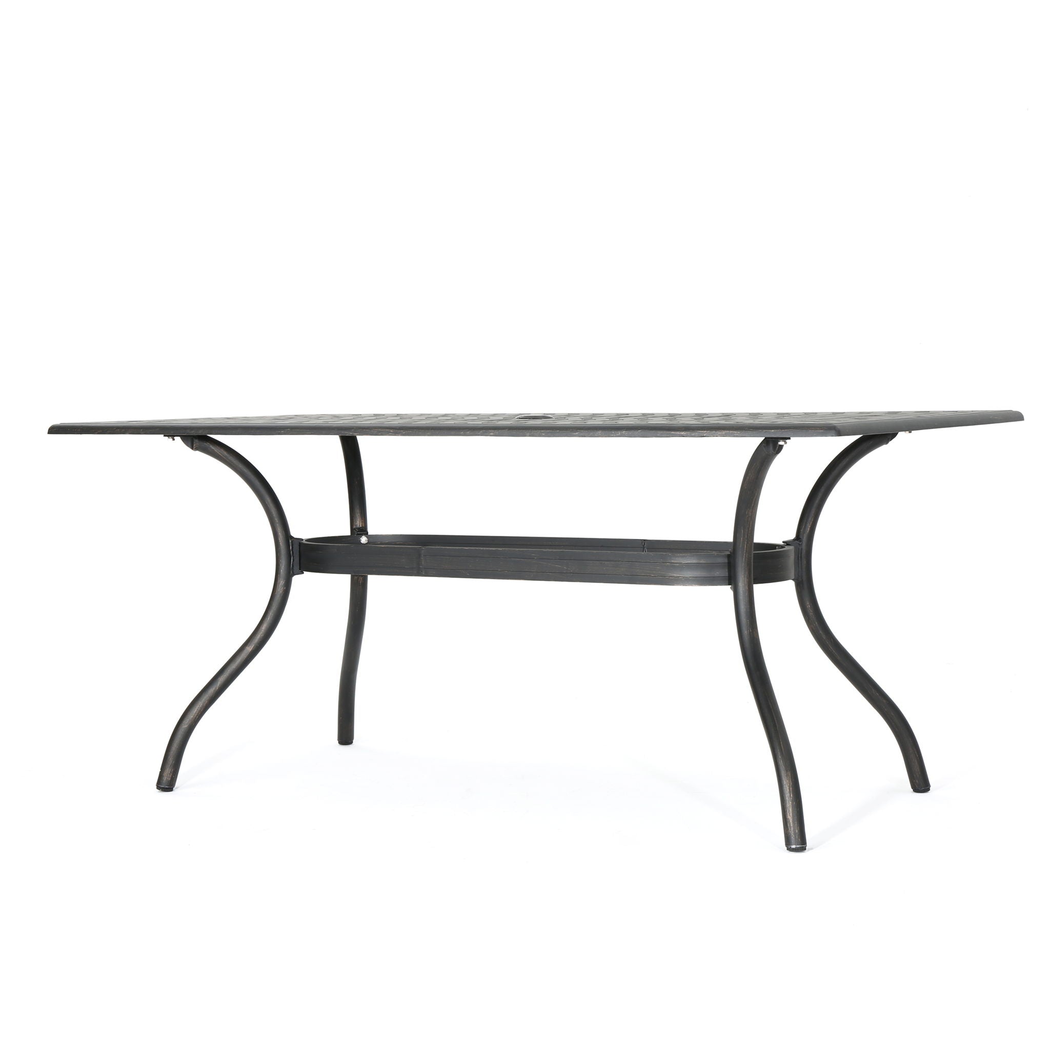Enchantia Outdoor Rectangular Dining Table with Weave Tabletop and Flared Legs - Copper by HouseOfZazla