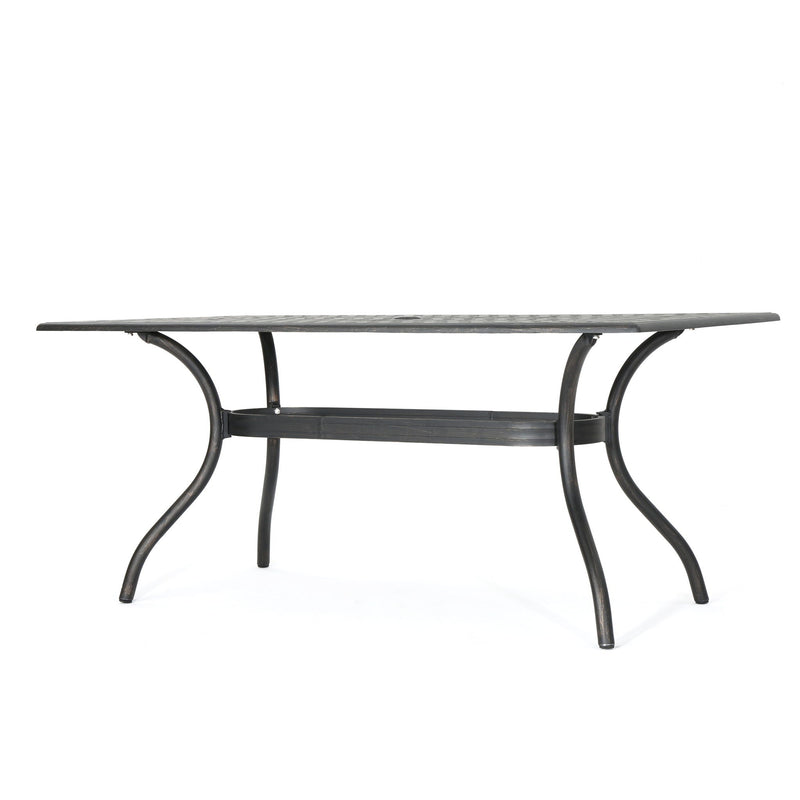 Enchantia Outdoor Rectangular Dining Table with Weave Tabletop and Flared Legs - Copper by HouseOfZazla