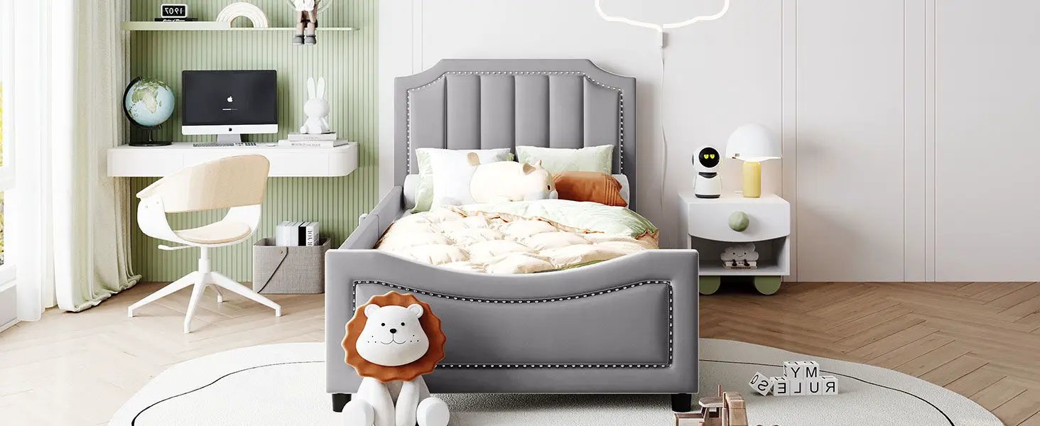 Upholstered Daybed With Classic Stripe Shaped Headboard by HouseOfZazla