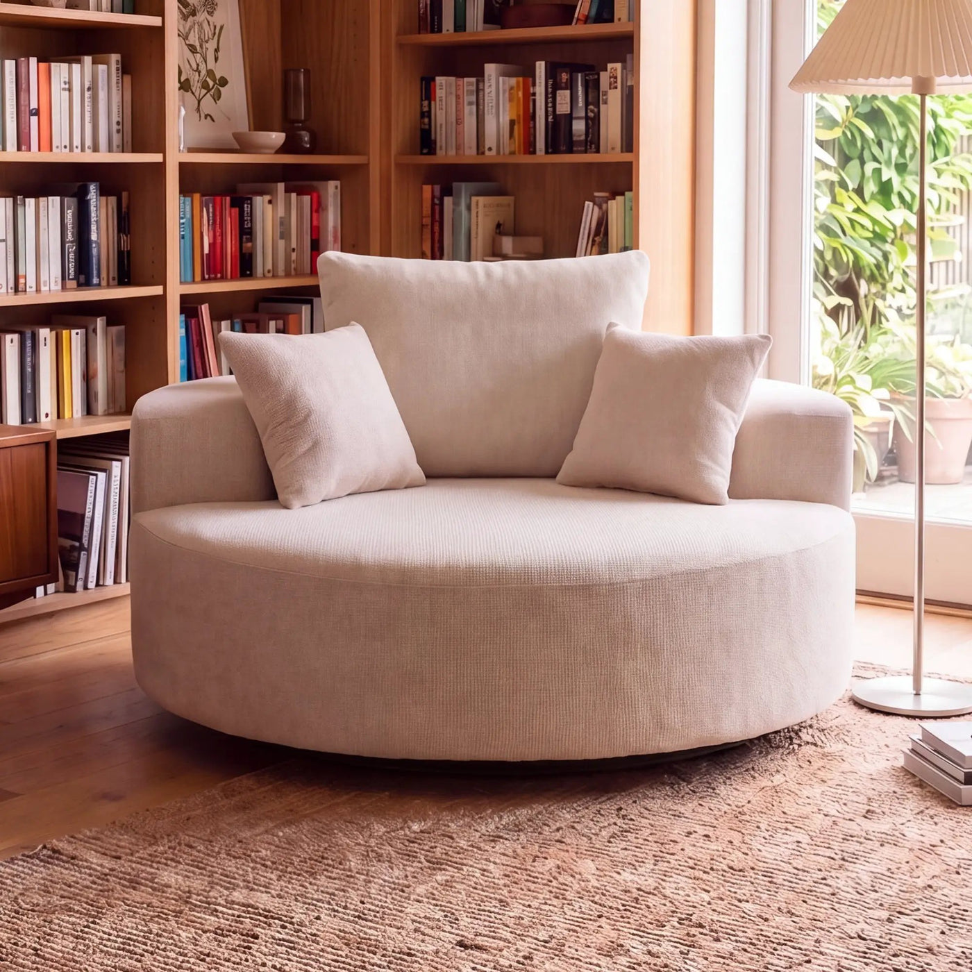 55" Oversized Round Swivel Chair by HouseOfZazla