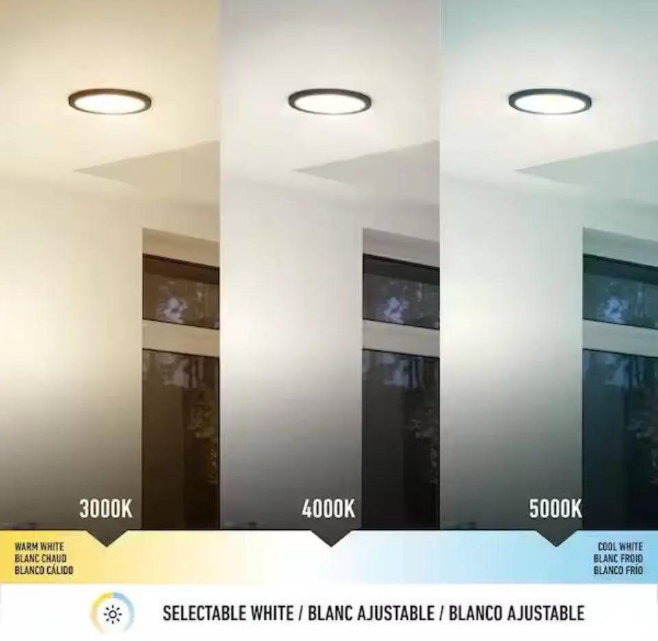 Open Box Artika Europa Disk 9 in. 1-Light Black Modern Integrated LED 3 CCT Flush Mount Ceiling Light Fixture for Kitchen or Bedroom by Selzalot