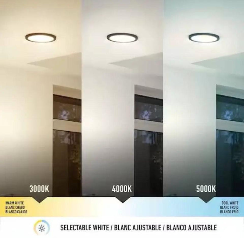Open Box Artika Europa Disk 9 in. 1-Light Black Modern Integrated LED 3 CCT Flush Mount Ceiling Light Fixture for Kitchen or Bedroom by Selzalot