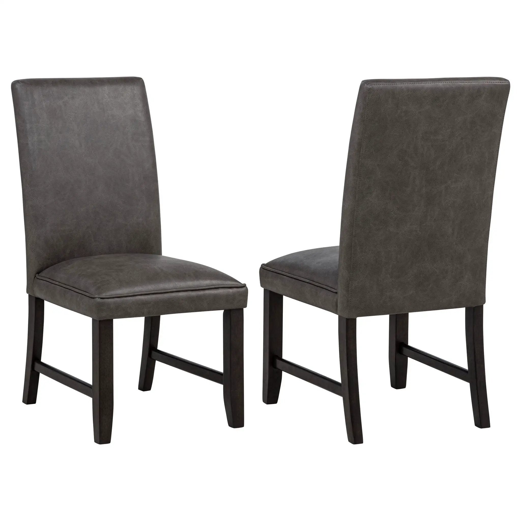 Averill Faux Leather Upholstered Dining Side Chair Dark Grey (Set of 2) by Unique Piece Furniture