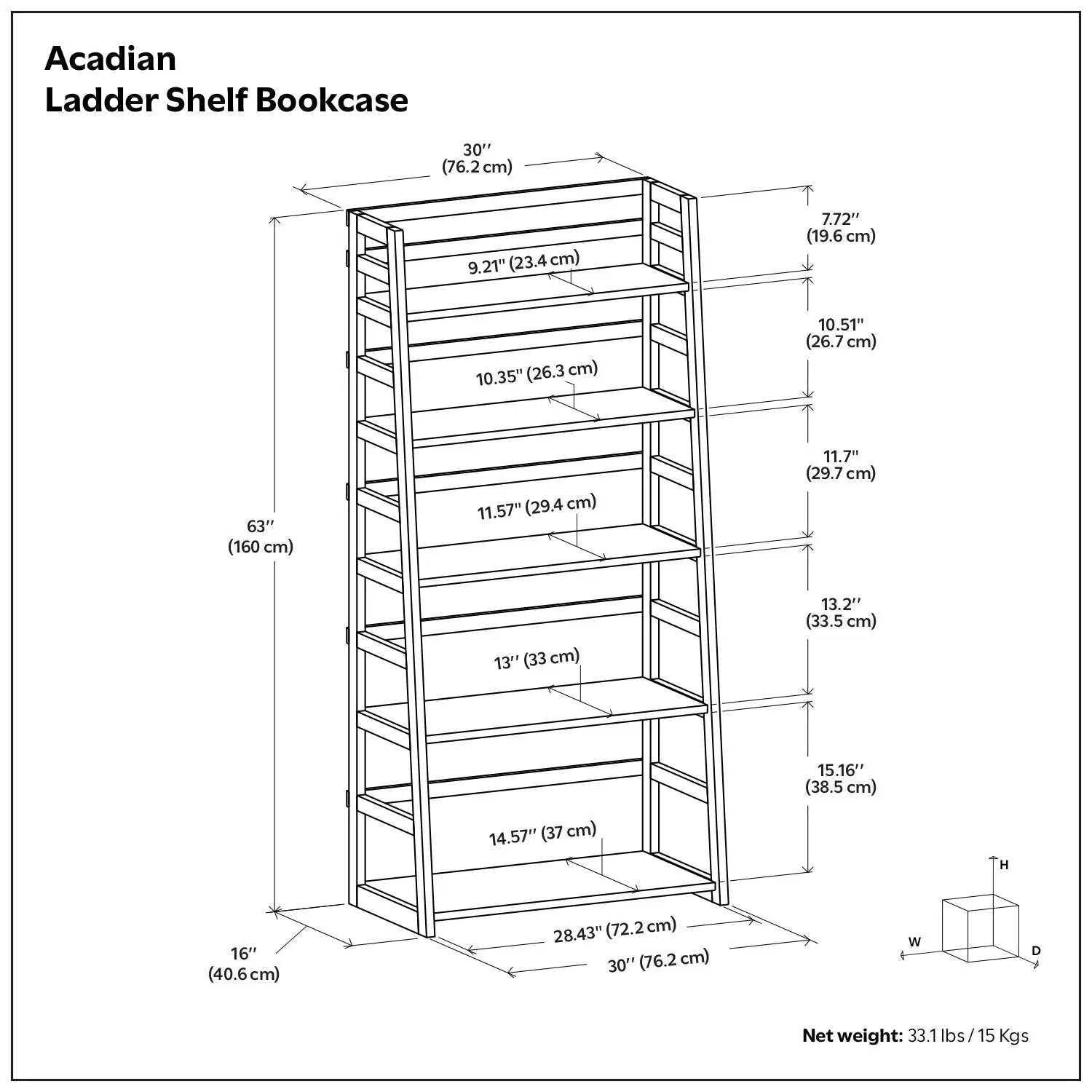 Acadian - Handcrafted Ladder Shelf Bookcase by Unique Piece Furniture
